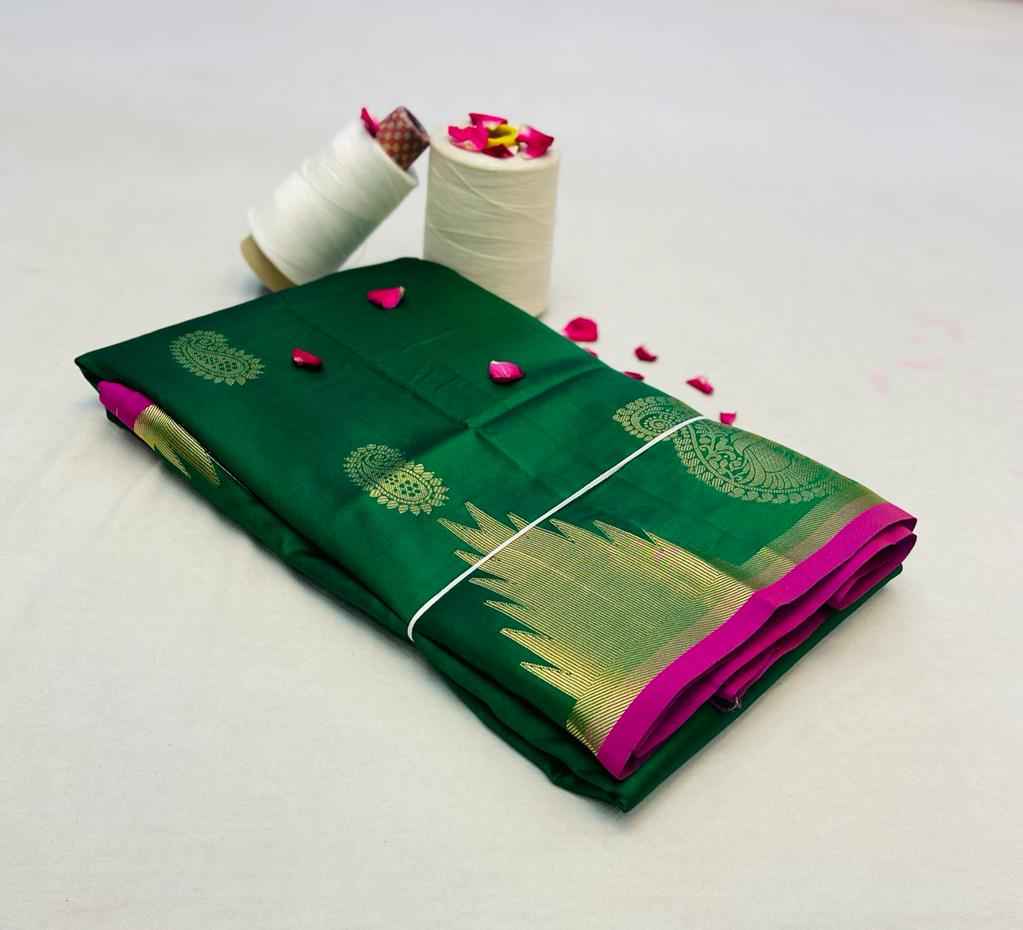 BANARASI SILK GOLD ZARI WEAVING WITH BIG BORDER SAREE AT WHOLESALE PRICE