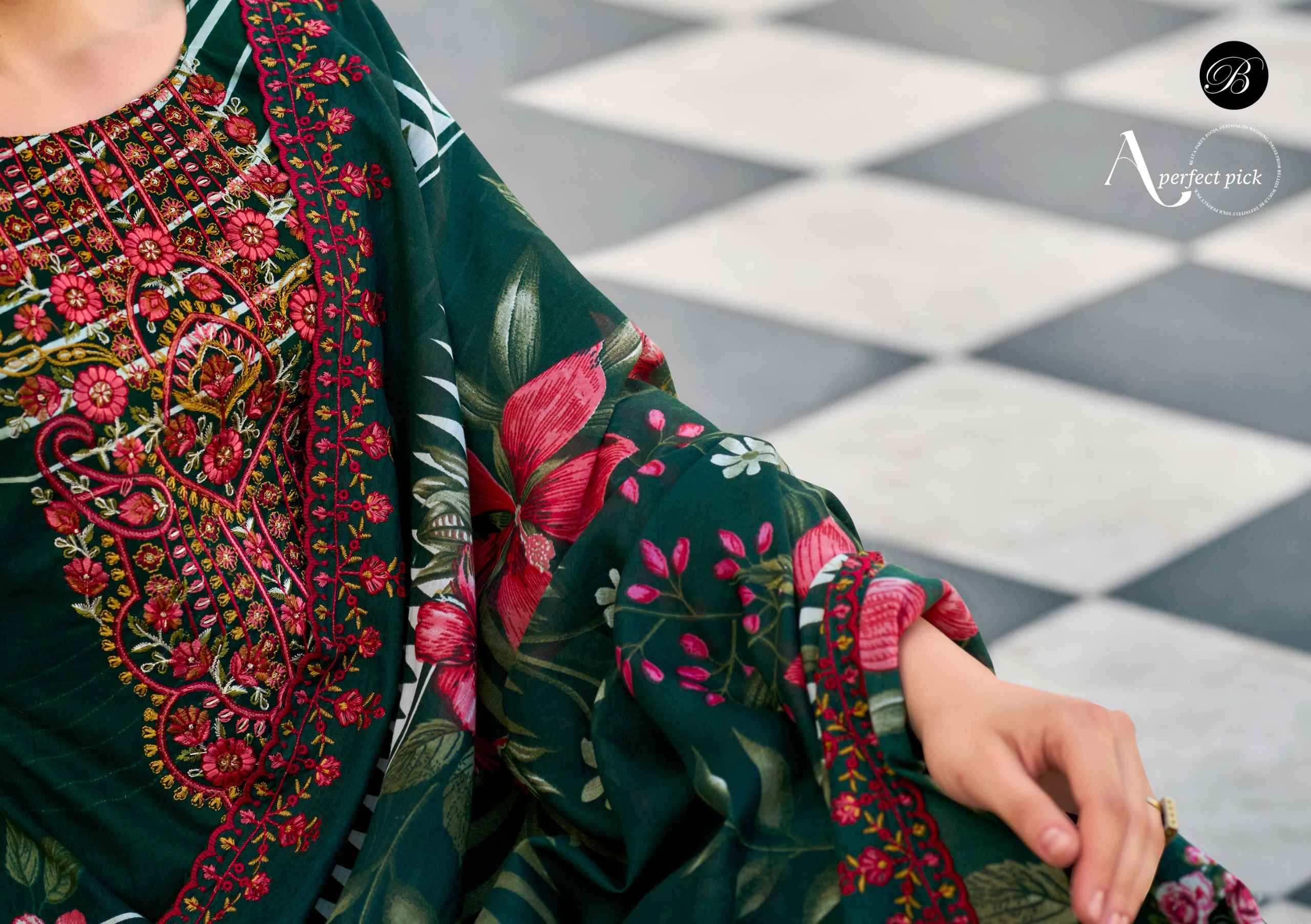 BELLIZA GUZARISH VOL 23 PURE COTTON DIGITAL PRINTS EMBROIDERY DRESS MATERIAL AT WHOLESALE PRICE