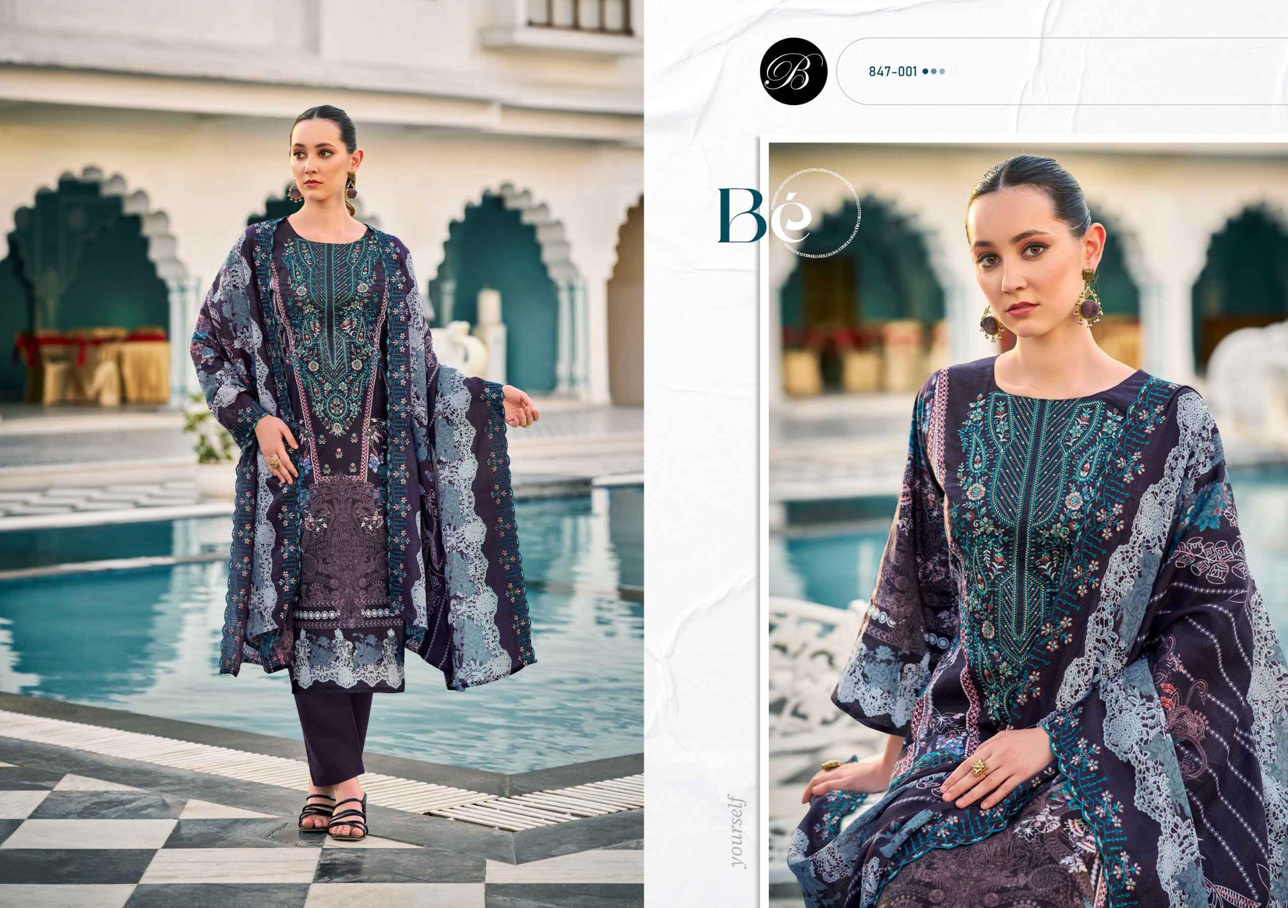 BELLIZA GUZARISH VOL 23 PURE COTTON DIGITAL PRINTS EMBROIDERY DRESS MATERIAL AT WHOLESALE PRICE