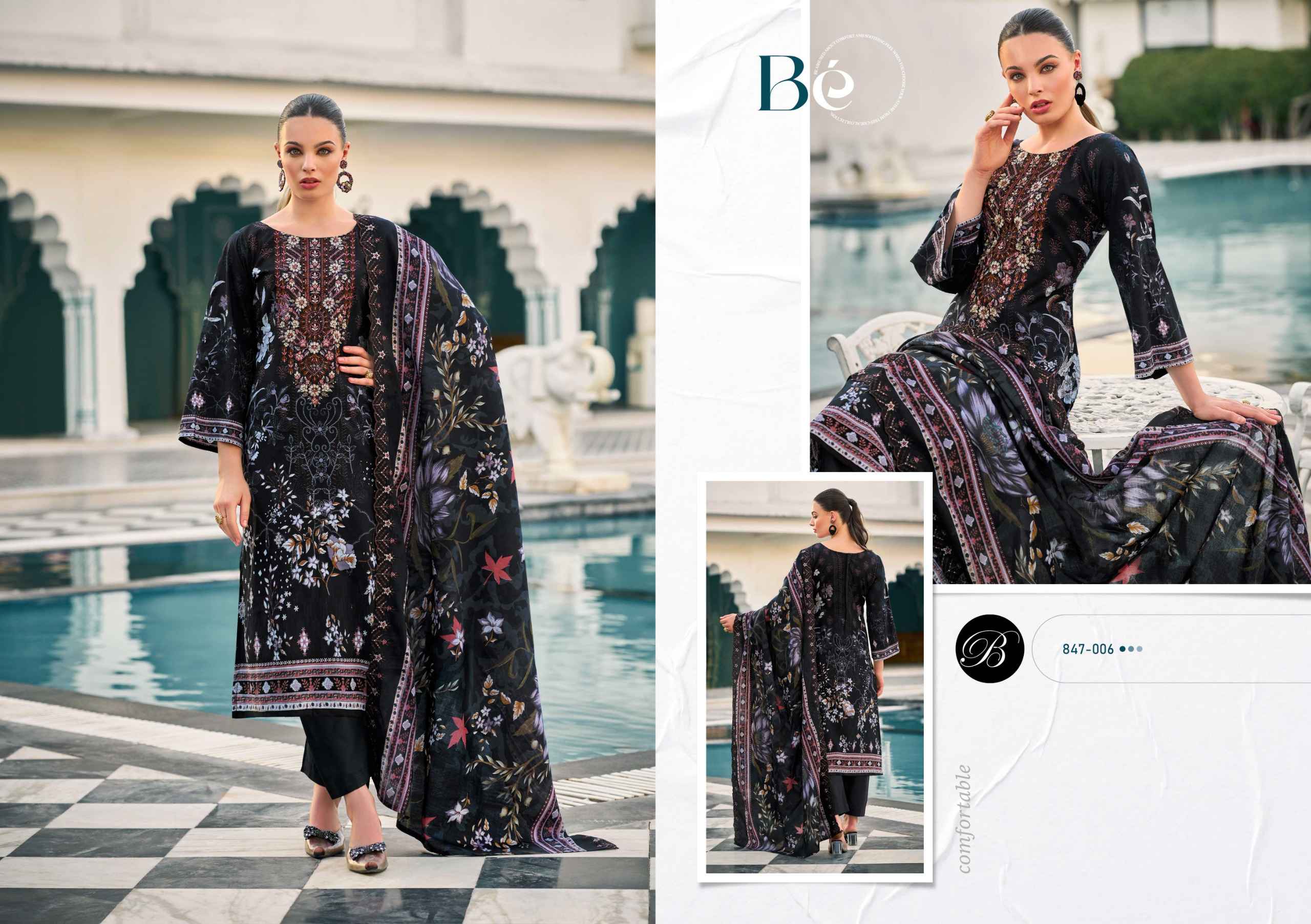 BELLIZA GUZARISH VOL 23 PURE COTTON DIGITAL PRINTS EMBROIDERY DRESS MATERIAL AT WHOLESALE PRICE