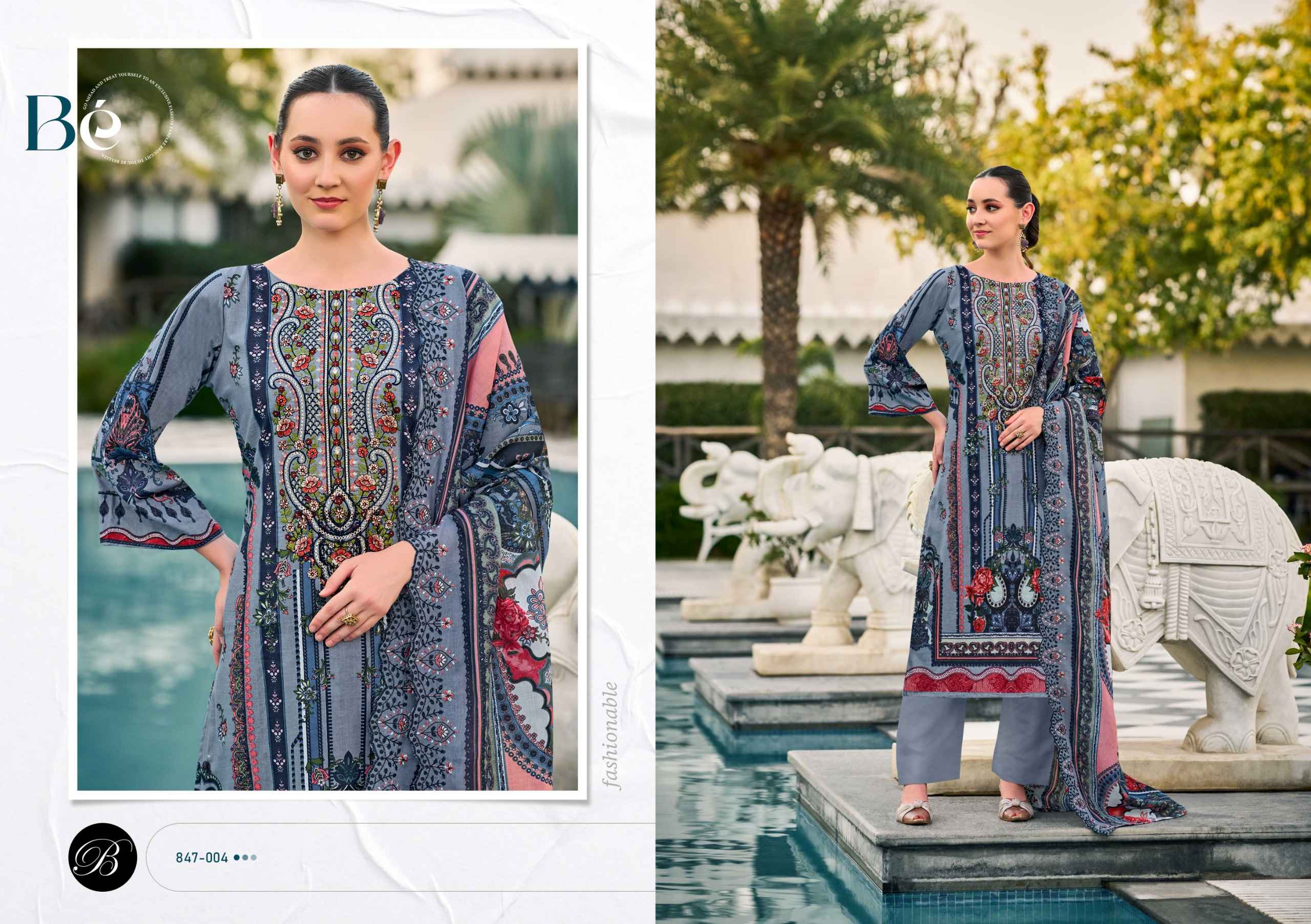 BELLIZA GUZARISH VOL 23 PURE COTTON DIGITAL PRINTS EMBROIDERY DRESS MATERIAL AT WHOLESALE PRICE