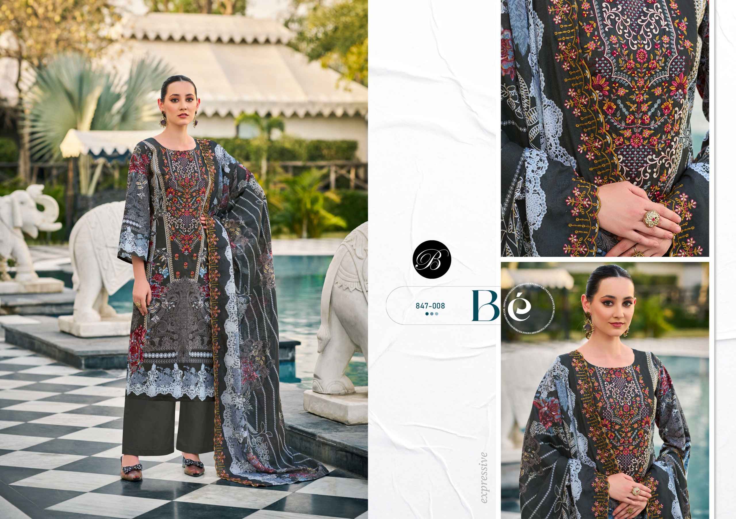 BELLIZA GUZARISH VOL 23 PURE COTTON DIGITAL PRINTS EMBROIDERY DRESS MATERIAL AT WHOLESALE PRICE