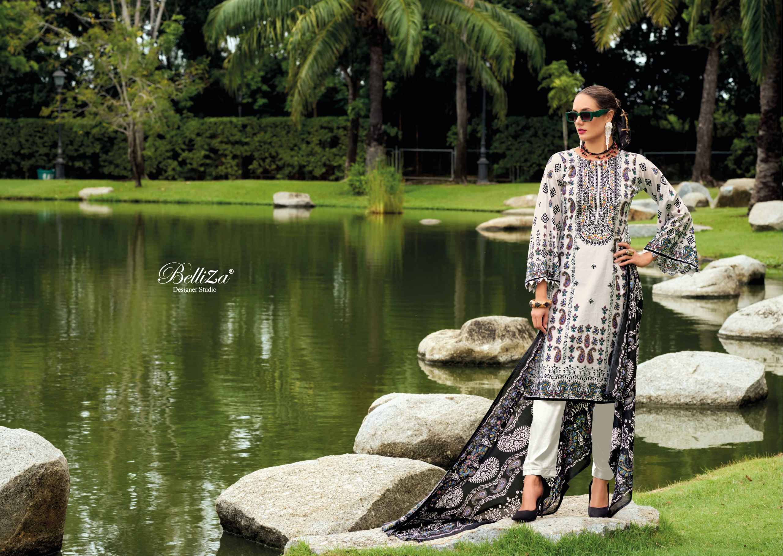 BELLIZA NAIRA VOL 108 PURE COTTON HEAVY SELF EMBROIDERY DRESS MATERIAL AT WHOLESALE PRICE