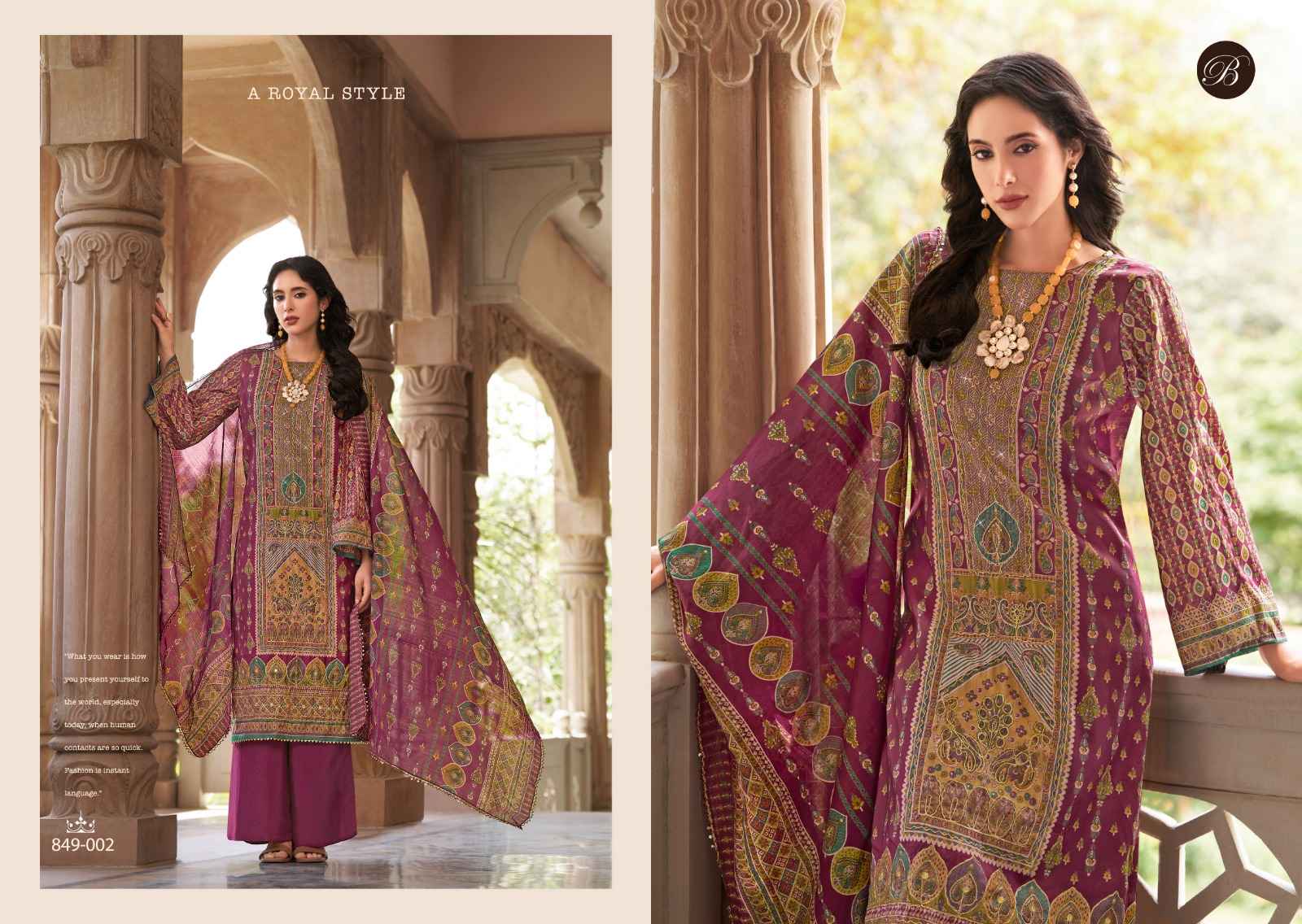 BELLIZA NUSRAT VOL 5 PURE MODAL VISCOSE MUSLIN DIGITAL PRINTED DRESS MATERIAL AT WHOLESALE PRICE