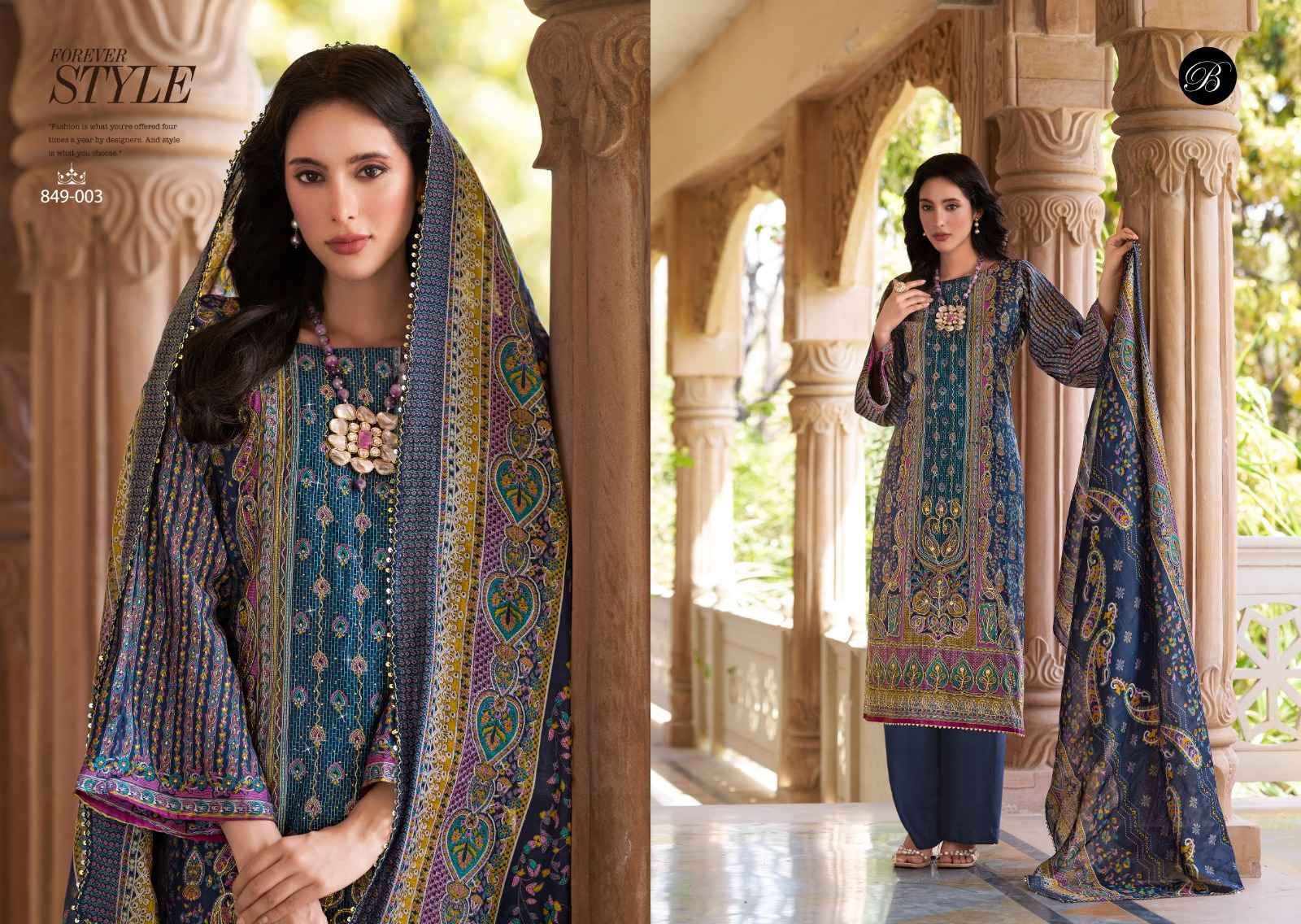 BELLIZA NUSRAT VOL 5 PURE MODAL VISCOSE MUSLIN DIGITAL PRINTED DRESS MATERIAL AT WHOLESALE PRICE