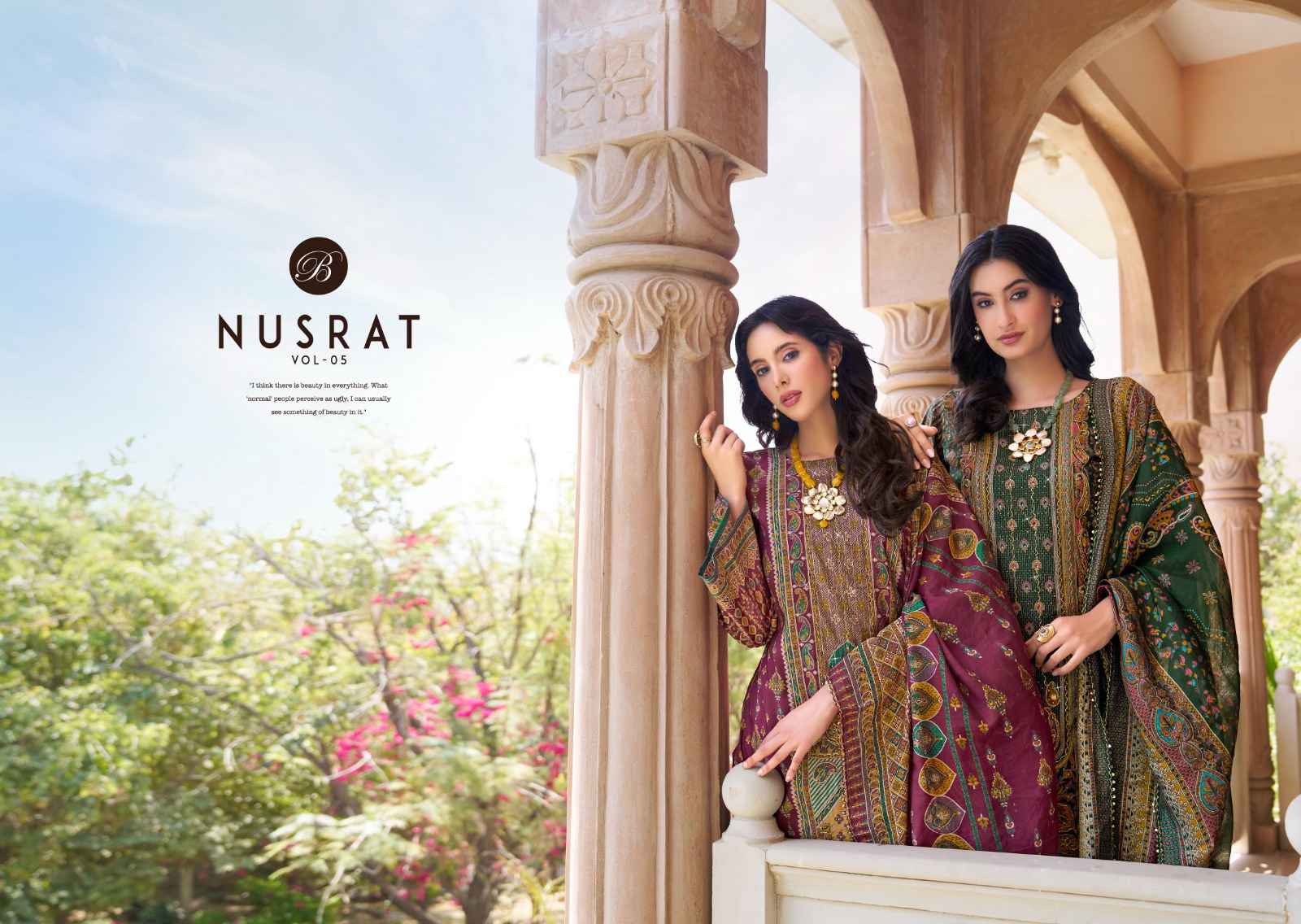 BELLIZA NUSRAT VOL 5 PURE MODAL VISCOSE MUSLIN DIGITAL PRINTED DRESS MATERIAL AT WHOLESALE PRICE