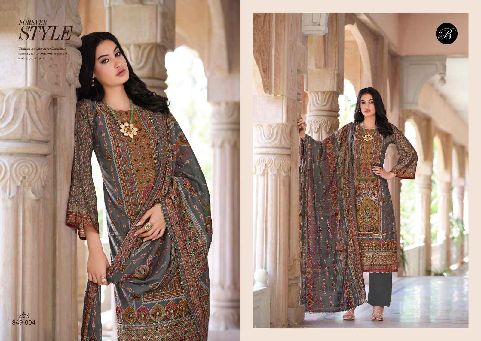 BELLIZA NUSRAT VOL 5 PURE MODAL VISCOSE MUSLIN DIGITAL PRINTED DRESS MATERIAL AT WHOLESALE PRICE