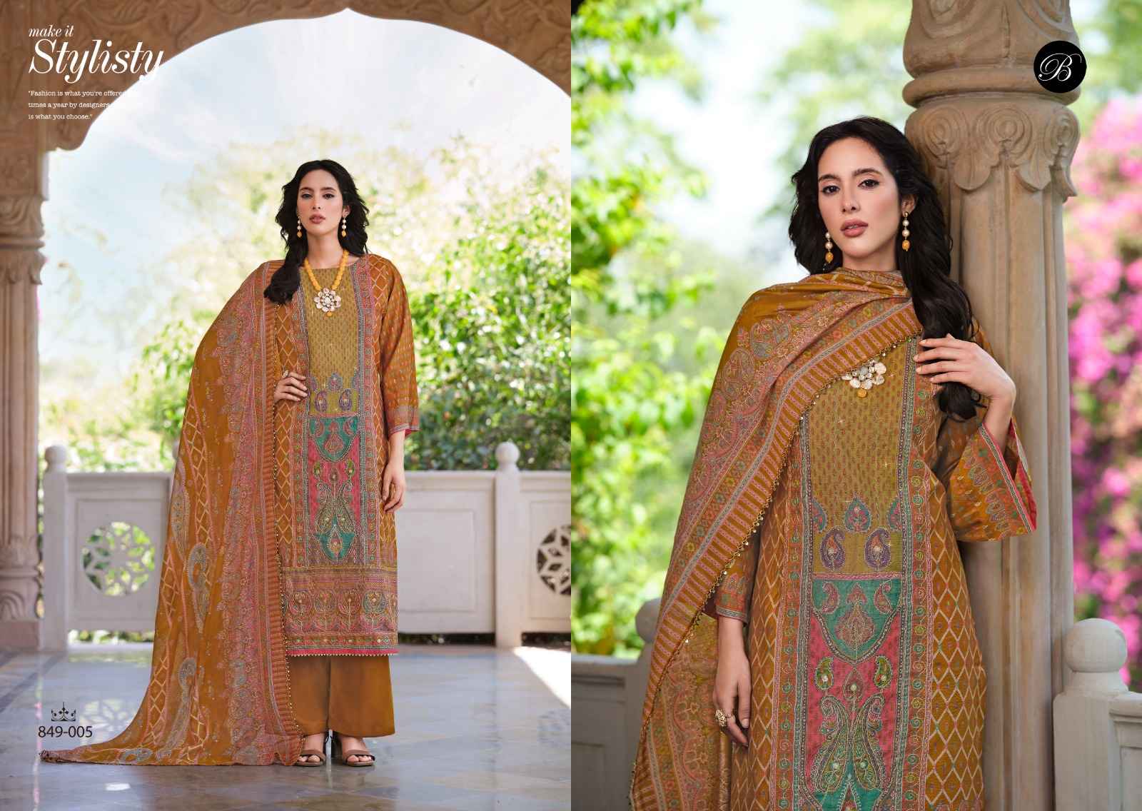 BELLIZA NUSRAT VOL 5 PURE MODAL VISCOSE MUSLIN DIGITAL PRINTED DRESS MATERIAL AT WHOLESALE PRICE