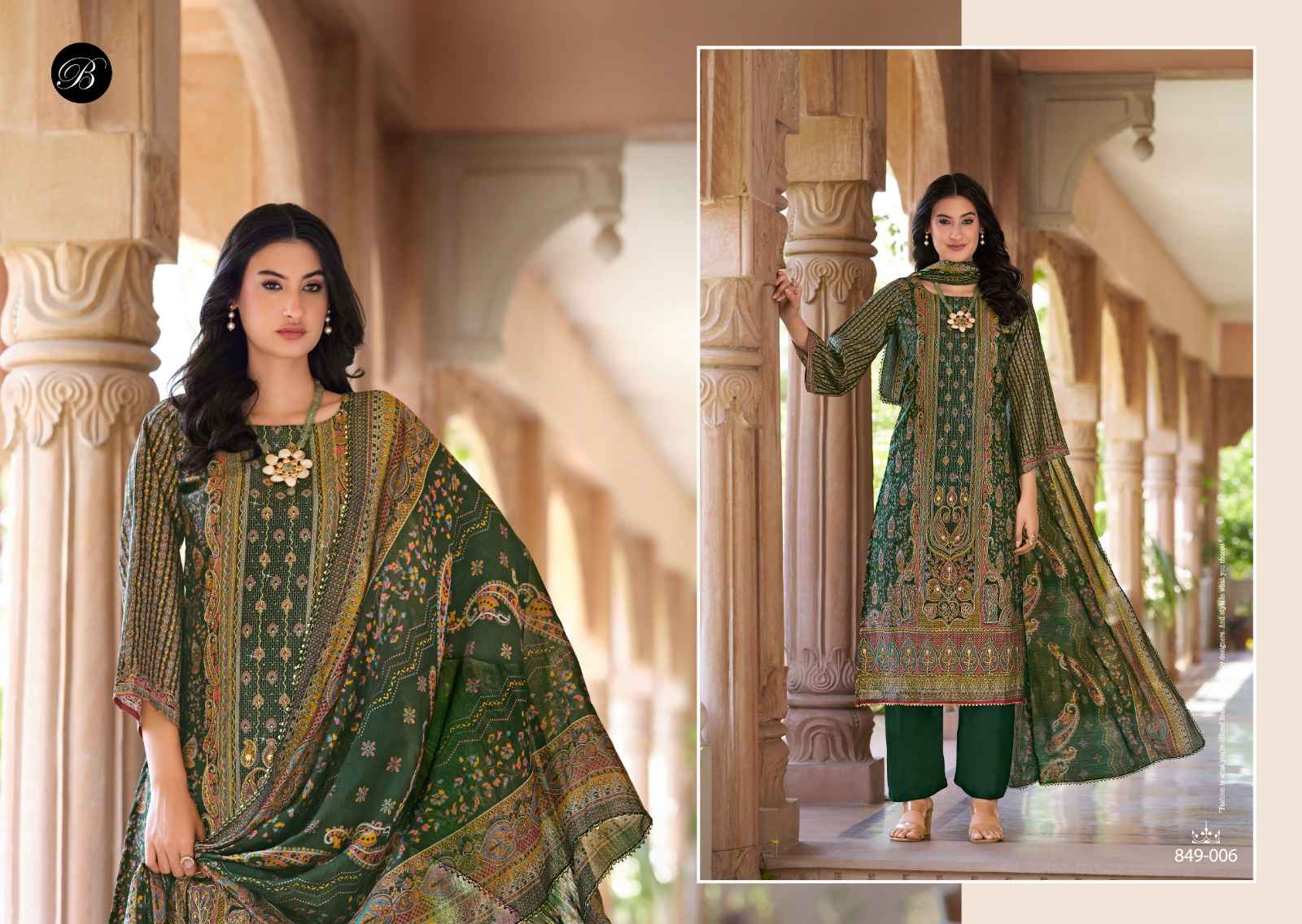 BELLIZA NUSRAT VOL 5 PURE MODAL VISCOSE MUSLIN DIGITAL PRINTED DRESS MATERIAL AT WHOLESALE PRICE