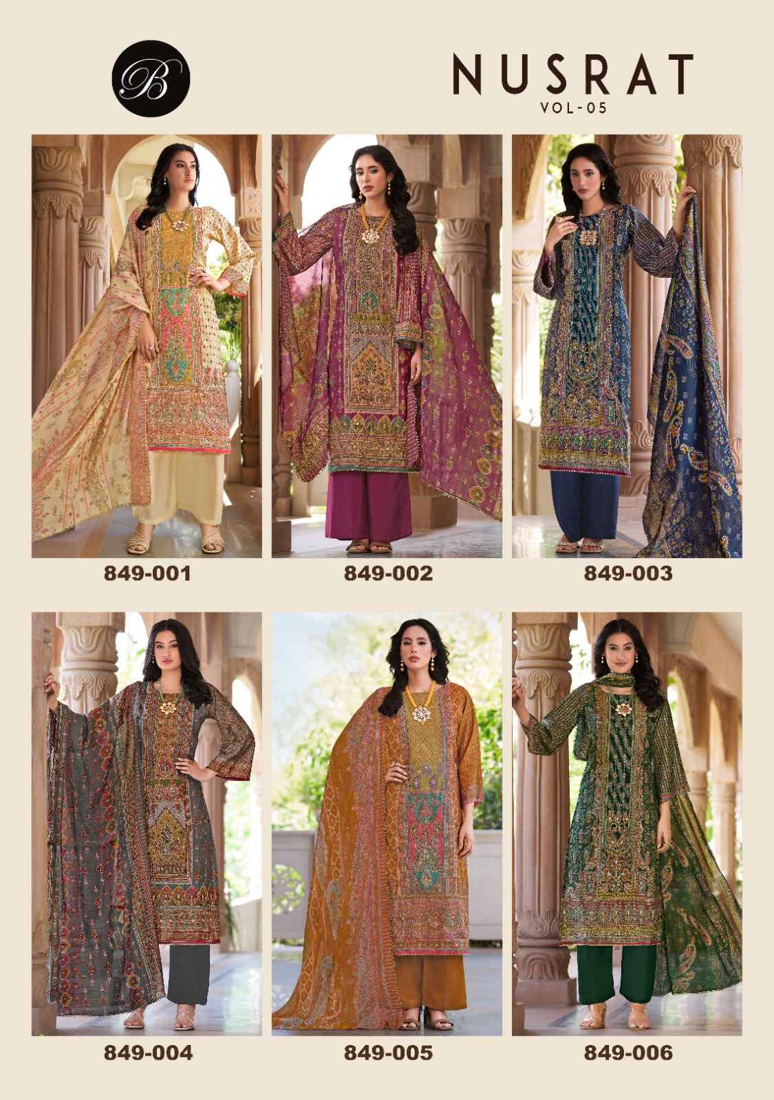 BELLIZA NUSRAT VOL 5 PURE MODAL VISCOSE MUSLIN DIGITAL PRINTED DRESS MATERIAL AT WHOLESALE PRICE
