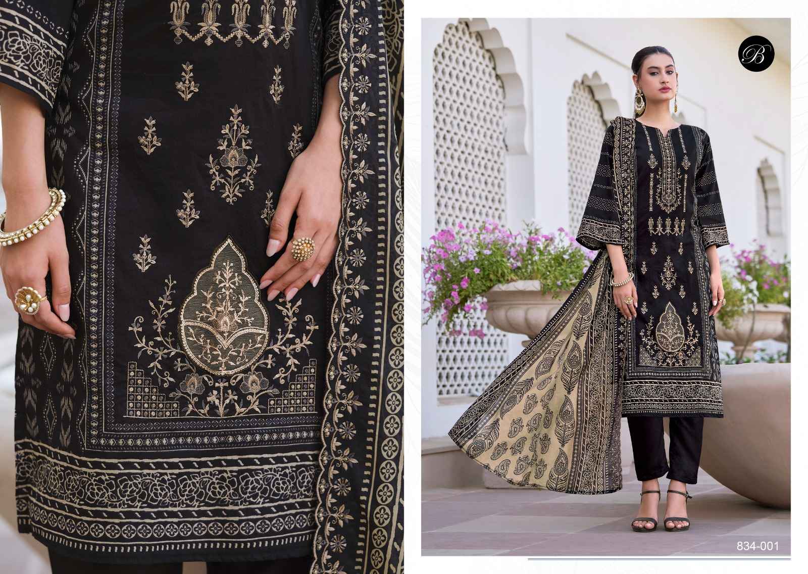 BELLIZA ZUBIYA VOL 3 PURE COTTON WITH HEAVY EMBROIDERY DRESS MATERIAL AT WHOLESALE PRICE