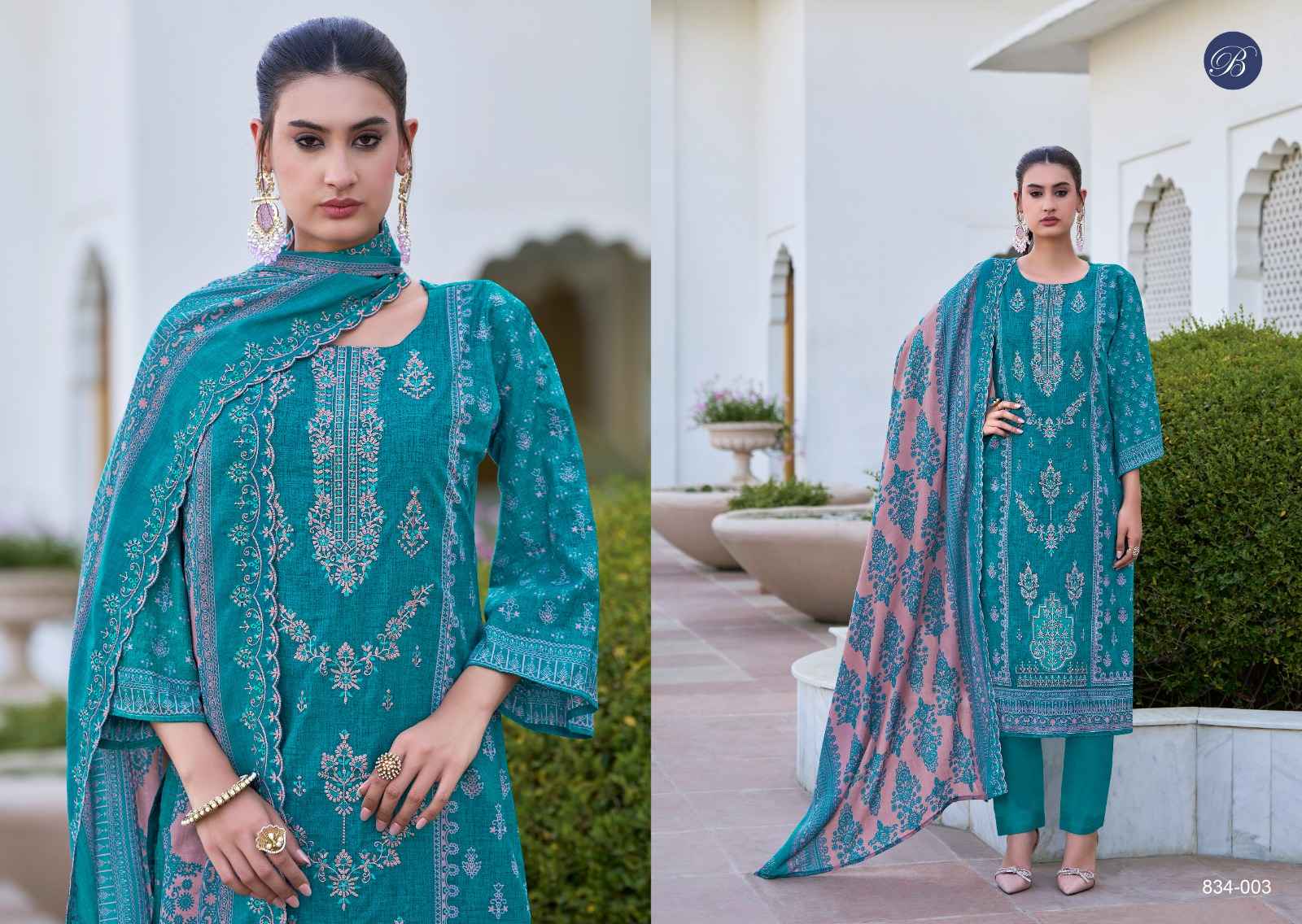 BELLIZA ZUBIYA VOL 3 PURE COTTON WITH HEAVY EMBROIDERY DRESS MATERIAL AT WHOLESALE PRICE