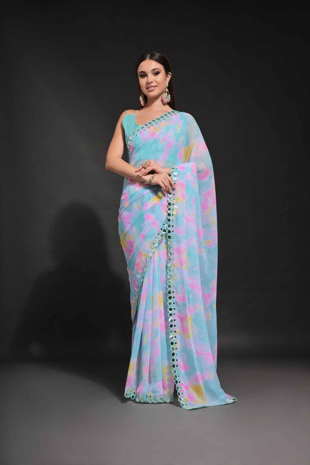 CHIFFON GEORGETTE WITH PRIZAM PRINT SAREE AT WHOLESALE PRICE