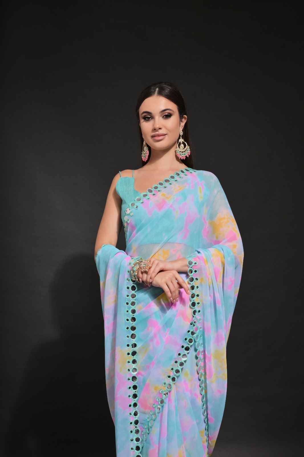 CHIFFON GEORGETTE WITH PRIZAM PRINT SAREE AT WHOLESALE PRICE
