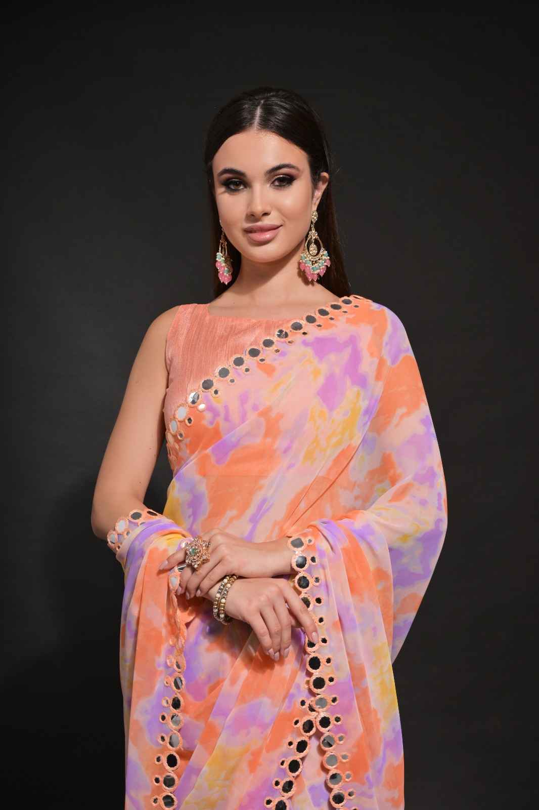 CHIFFON GEORGETTE WITH PRIZAM PRINT SAREE AT WHOLESALE PRICE