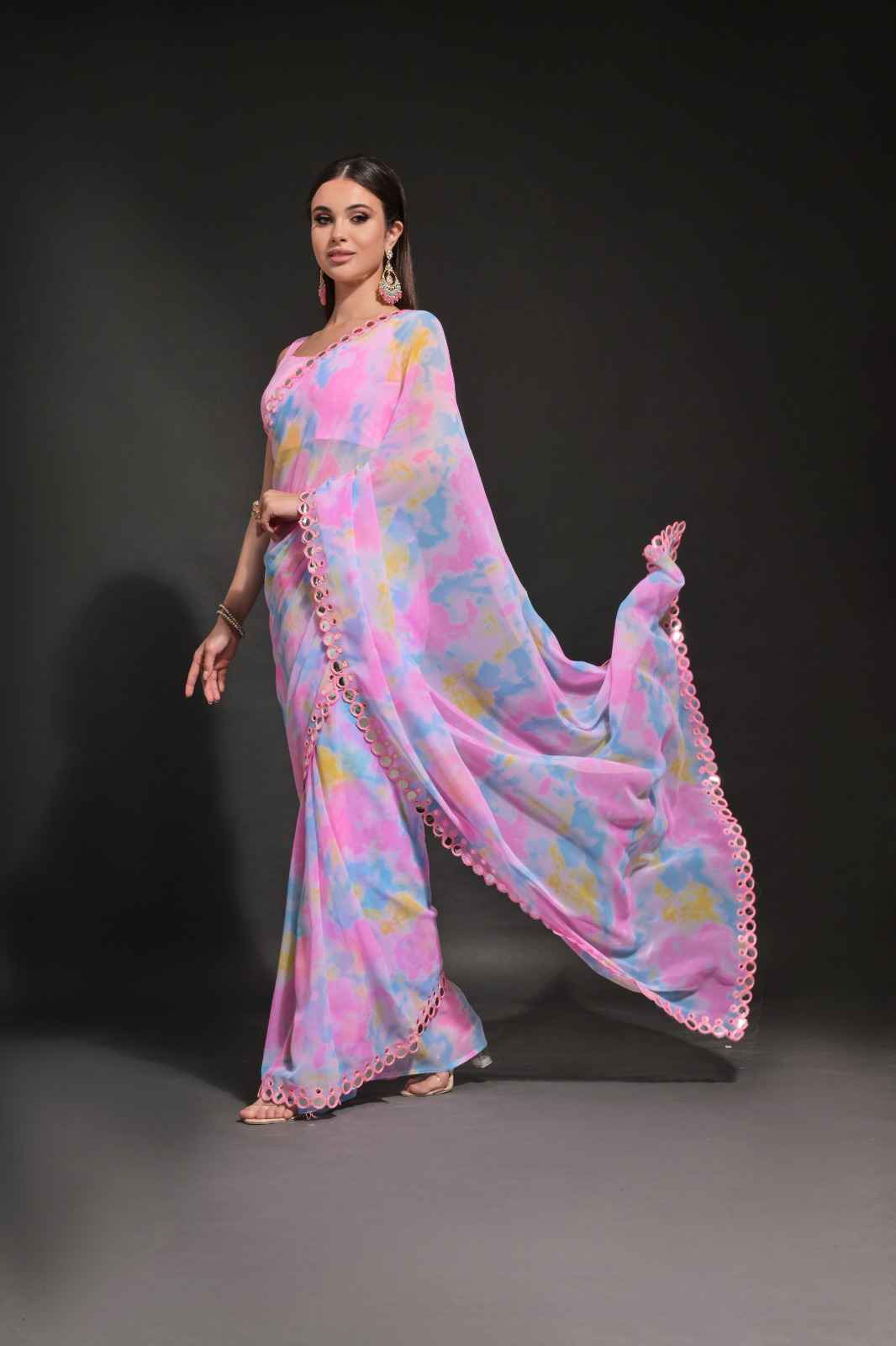 CHIFFON GEORGETTE WITH PRIZAM PRINT SAREE AT WHOLESALE PRICE