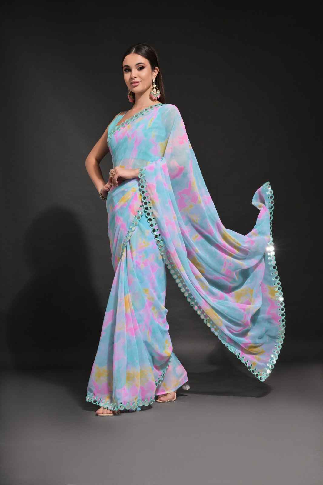 CHIFFON GEORGETTE WITH PRIZAM PRINT SAREE AT WHOLESALE PRICE