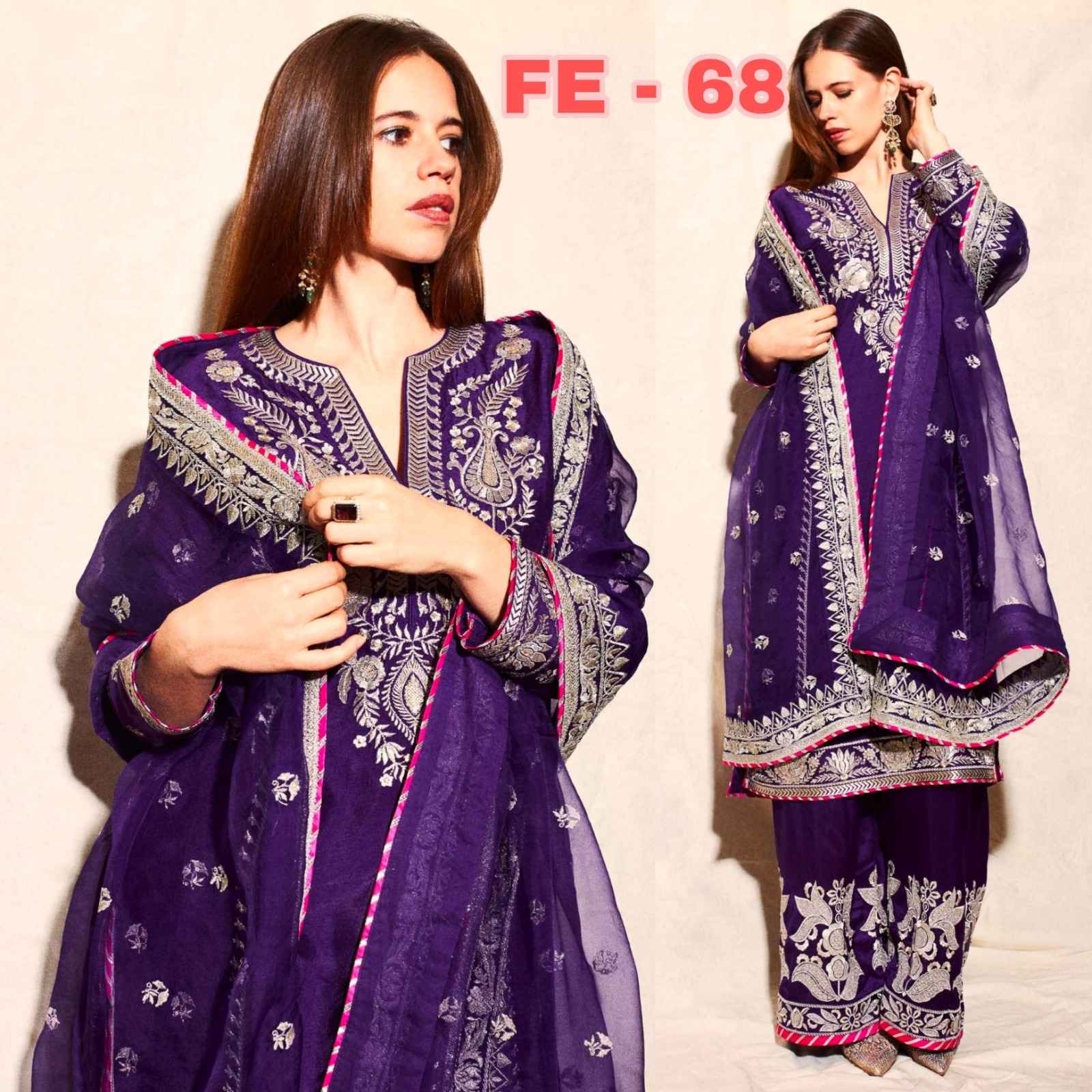 CHINON SEQUENCE EMBROIDERY WORK HEAVY KURTI PANT WITH DUPATTA AT WHOLESALE PRICE