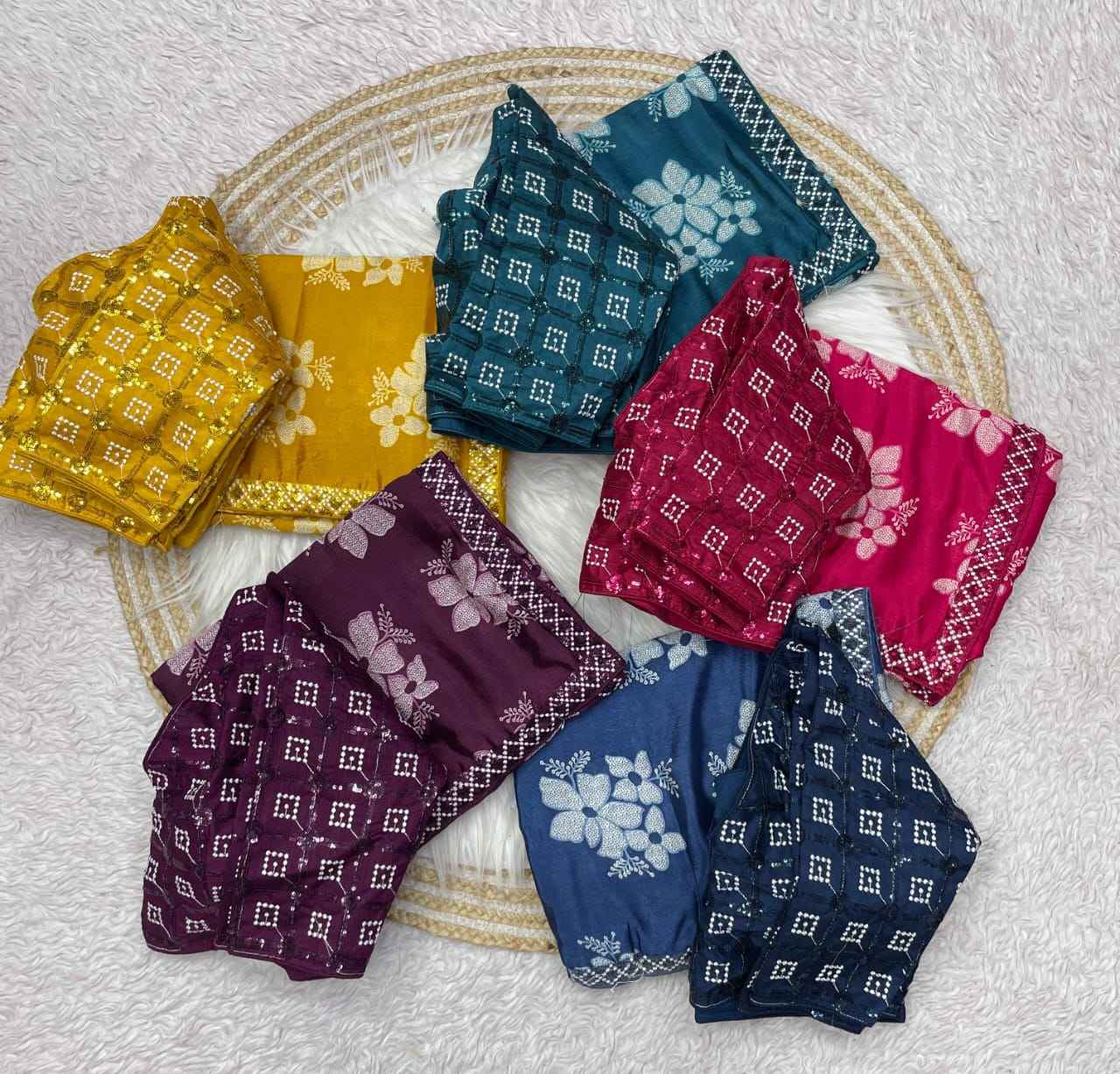 PURE CHINON SILK PRINT DESIGN SAREE WITH STICH BLOUSE AT WHOLESALE PRICE