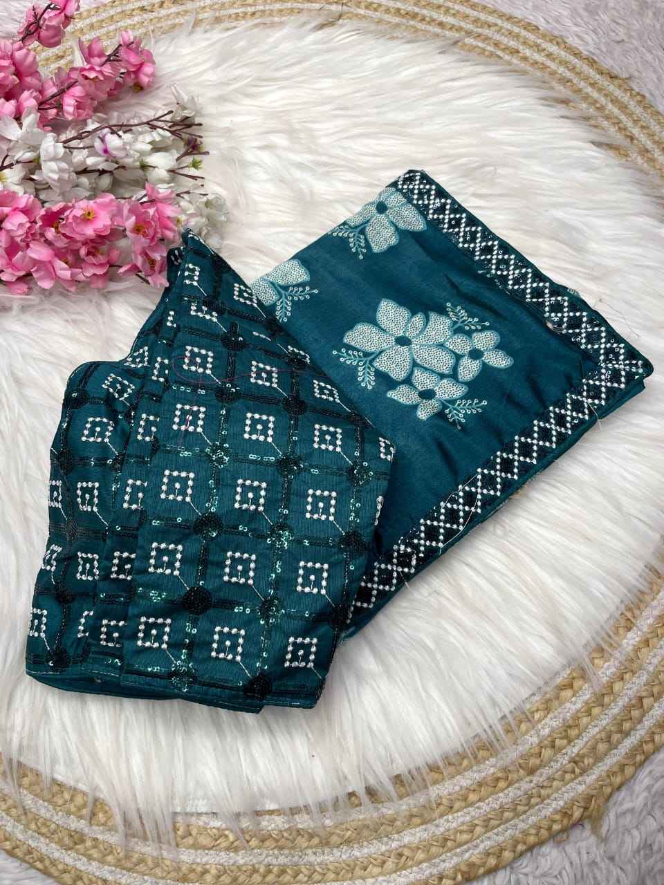 PURE CHINON SILK PRINT DESIGN SAREE WITH STICH BLOUSE AT WHOLESALE PRICE