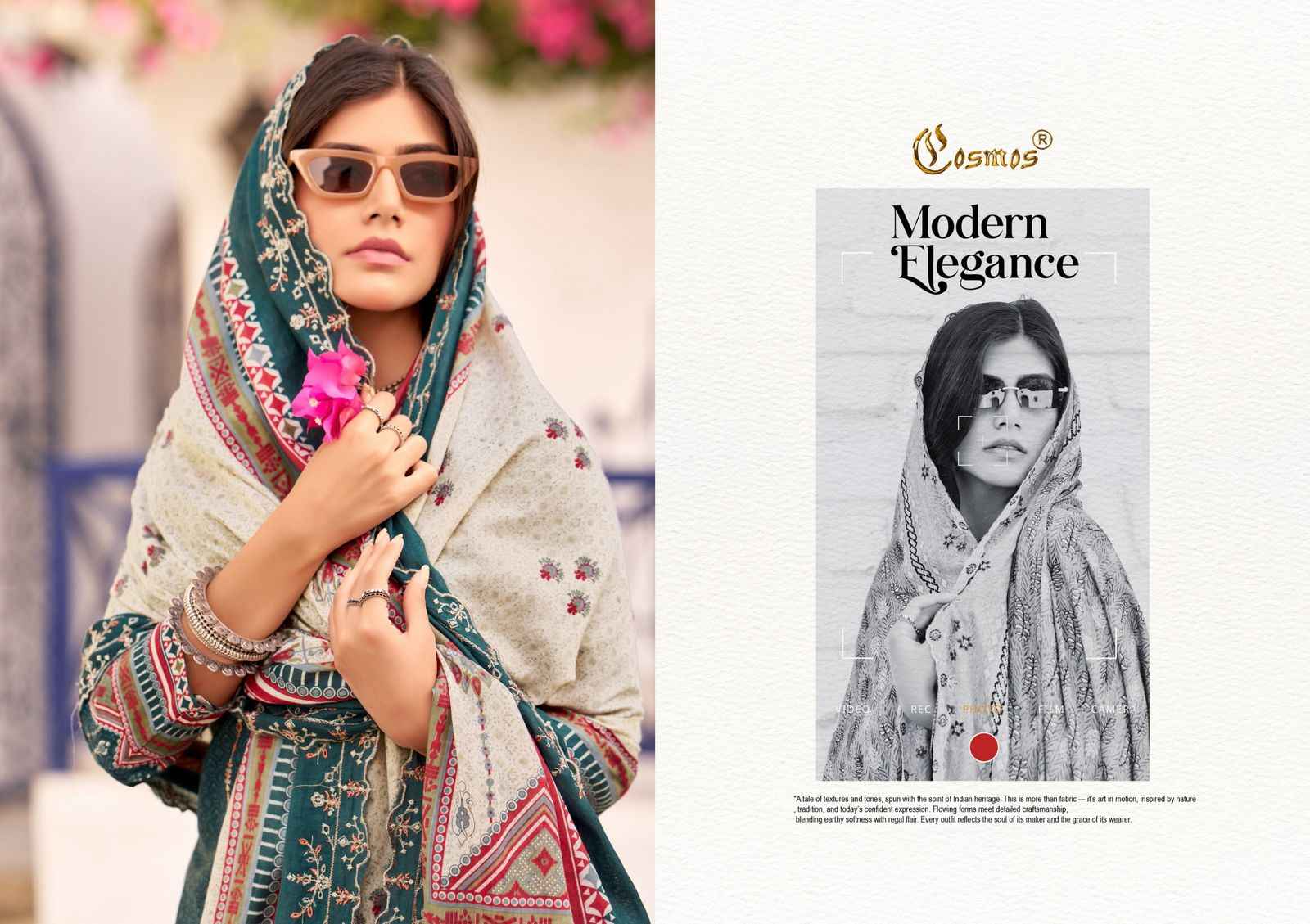 COSMOS BIN SAEED VOL -3 LAWN COTTON WITH HEAVY SELF EMBROIDERY DRESS MATERIAL AT WHOLESALE PRICE