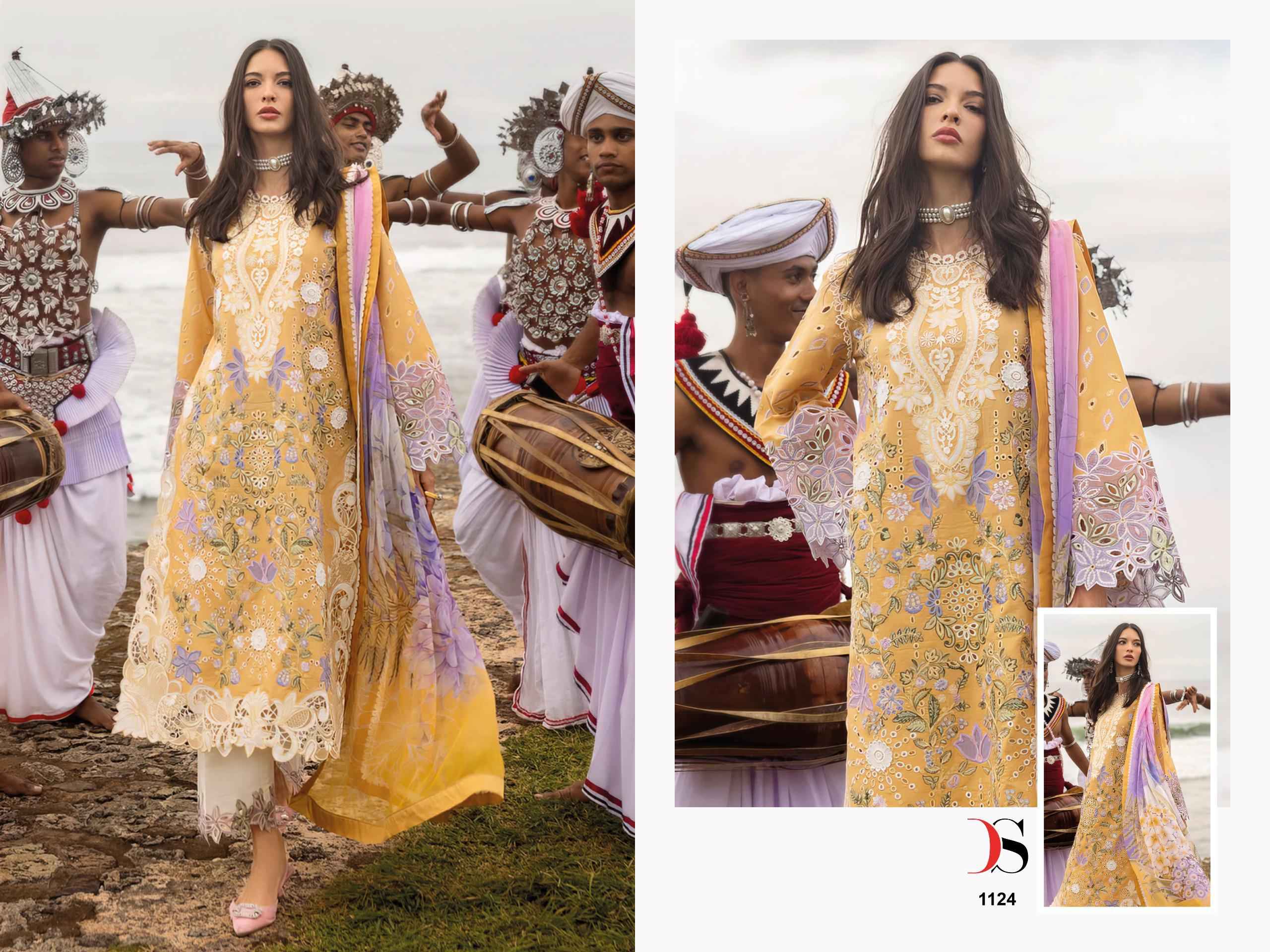 DEEPSY MUSHQ-25 PURE COTTON WITH HEAVY SELF EMBROIDERY DRES MATERIAL AT WHOLESALE PRICE
