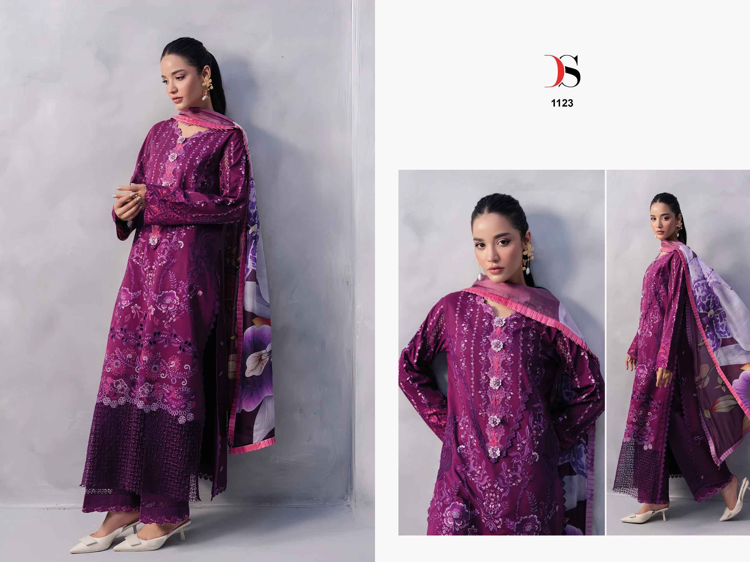 DEEPSY MUSHQ-25 PURE COTTON WITH HEAVY SELF EMBROIDERY DRES MATERIAL AT WHOLESALE PRICE