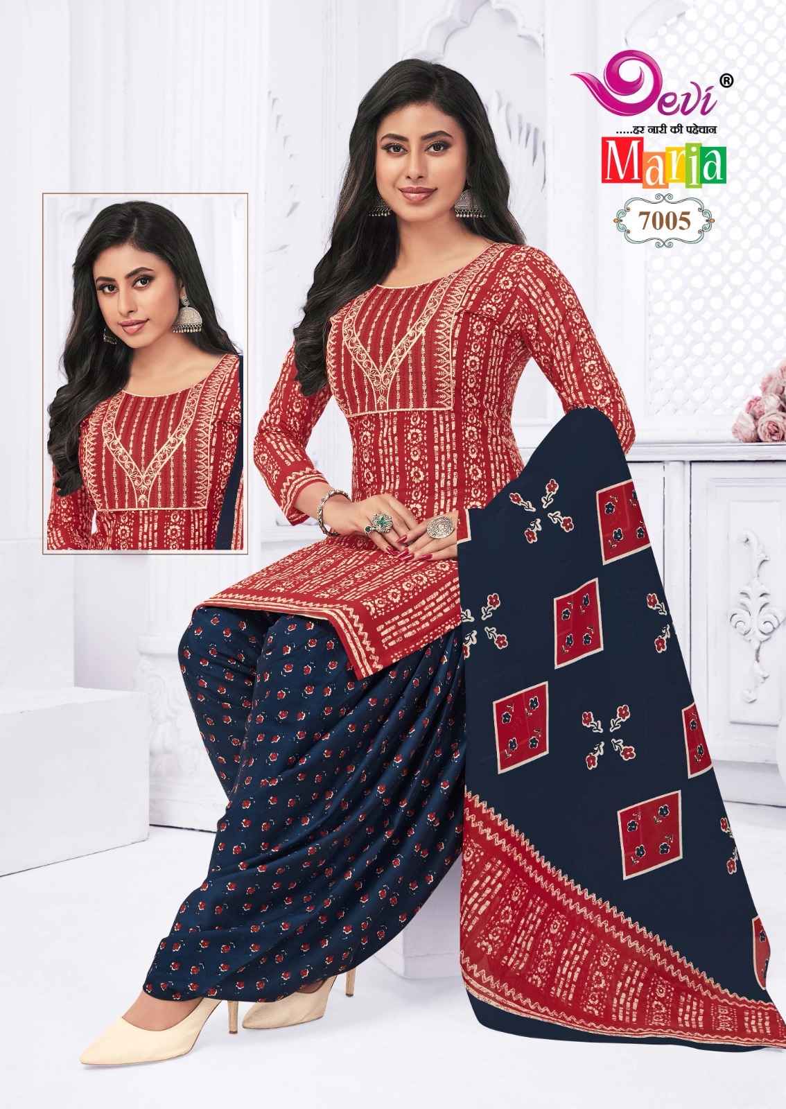 DEVI MARIA VOL-7 HEAVY INDO COTTON PRINTED EMBROIDERY DRESS AT WHOLESALE PRICE