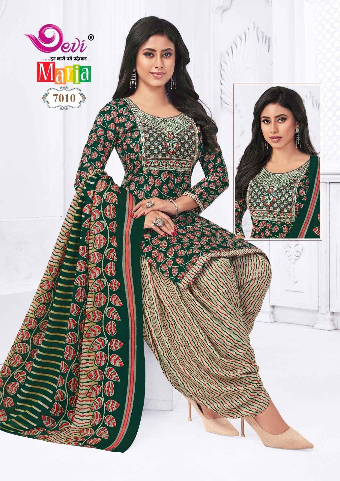 DEVI MARIA VOL-7 HEAVY INDO COTTON PRINTED EMBROIDERY DRESS AT WHOLESALE PRICE