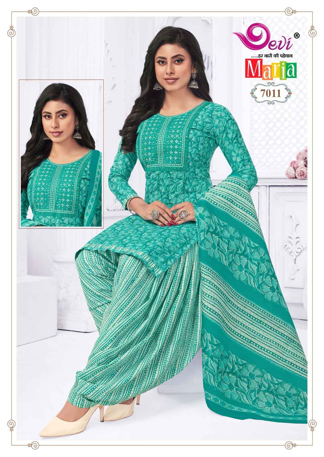 DEVI MARIA VOL-7 HEAVY INDO COTTON PRINTED EMBROIDERY DRESS AT WHOLESALE PRICE