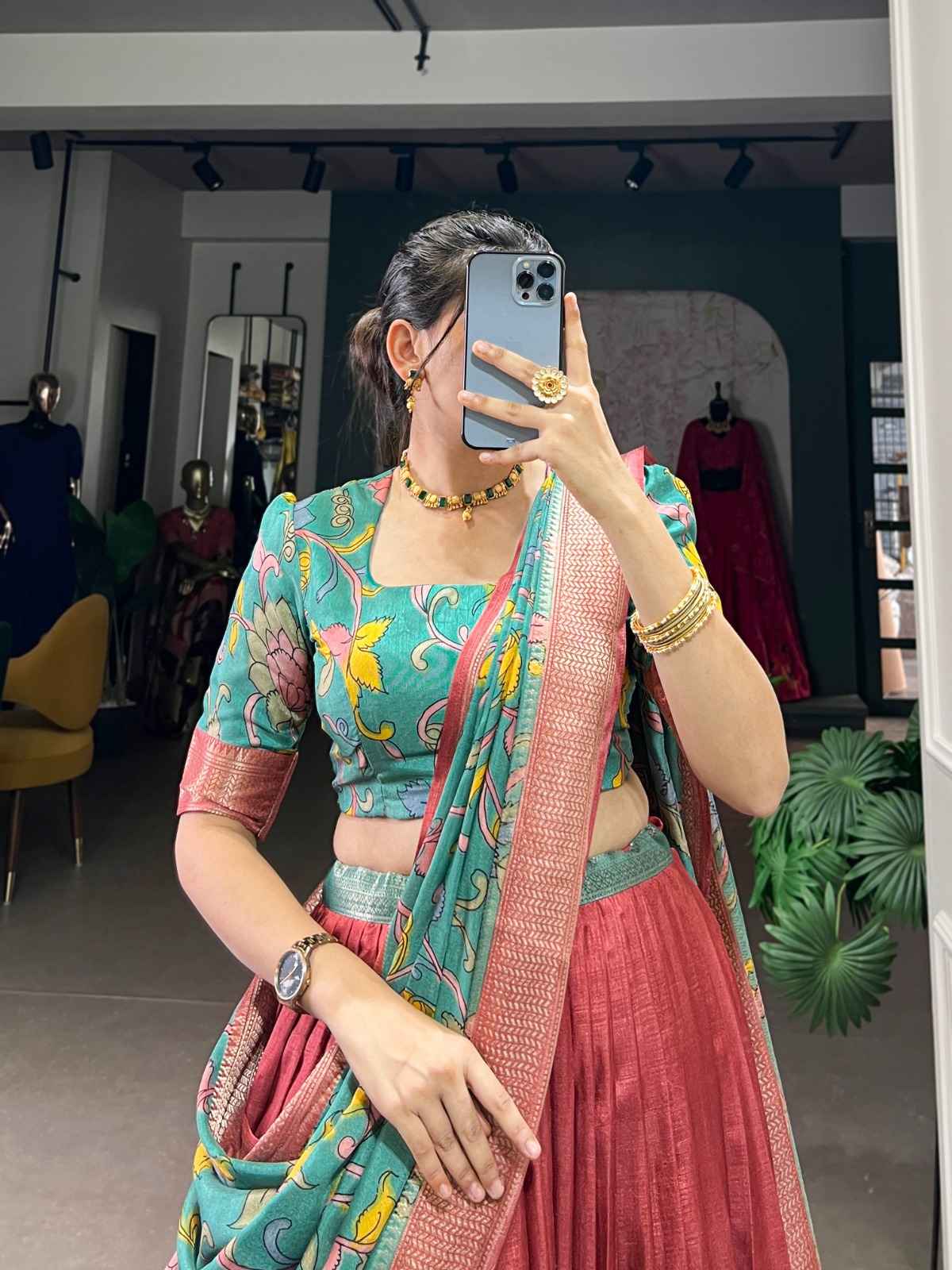 DOLA SILK KALAMKARI PRINTED LEHENGA CHOLI AT WHOLESALE PRICE