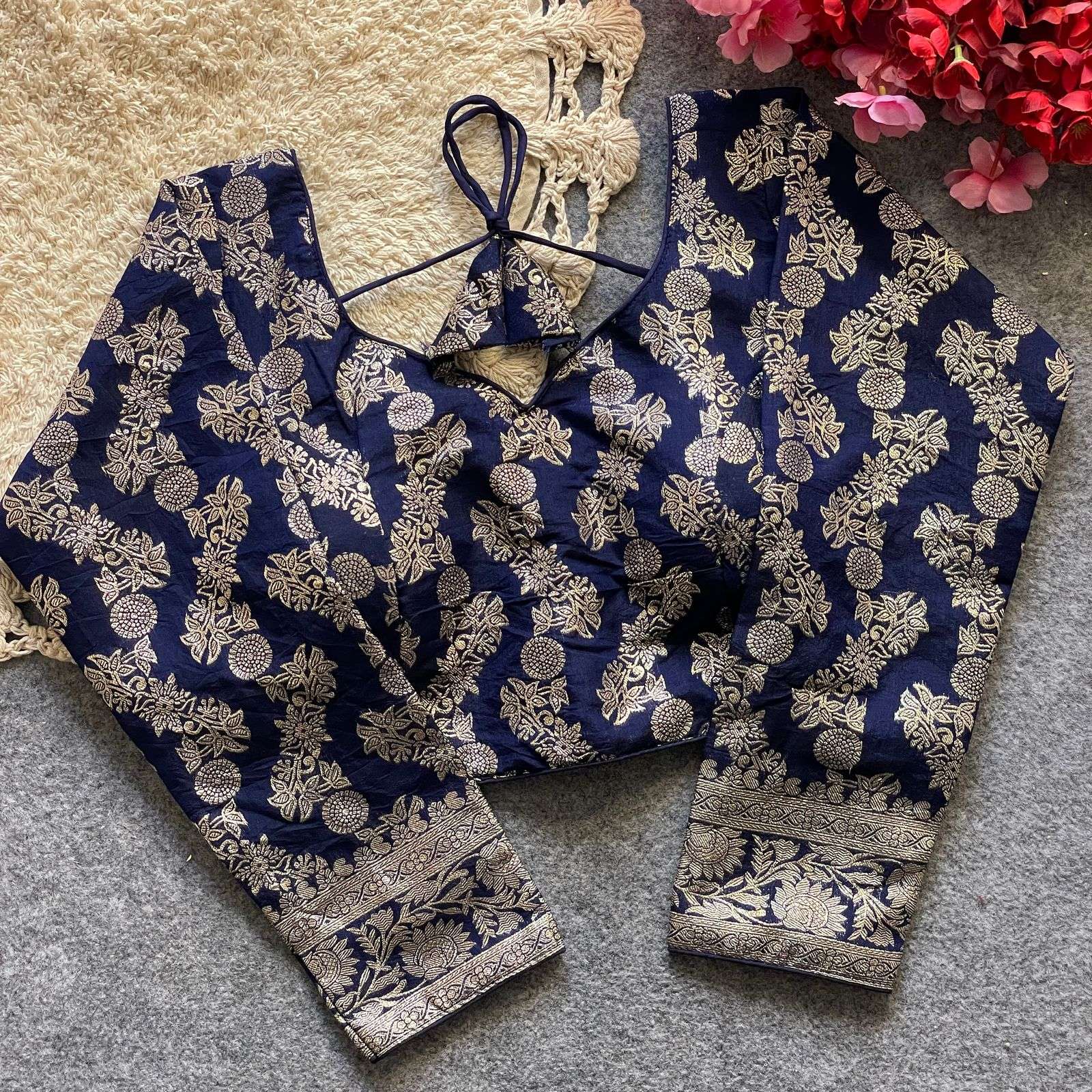 DOLA SILK WITH HEAVY JACQUARD WORK BLOUSE AT WHOLESALE PRICE