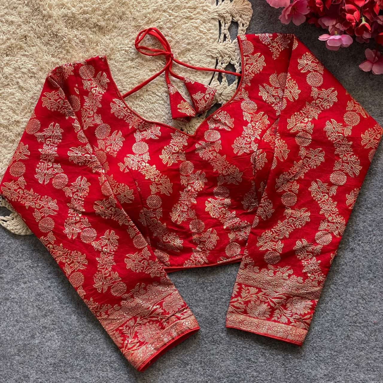 DOLA SILK WITH HEAVY JACQUARD WORK BLOUSE AT WHOLESALE PRICE