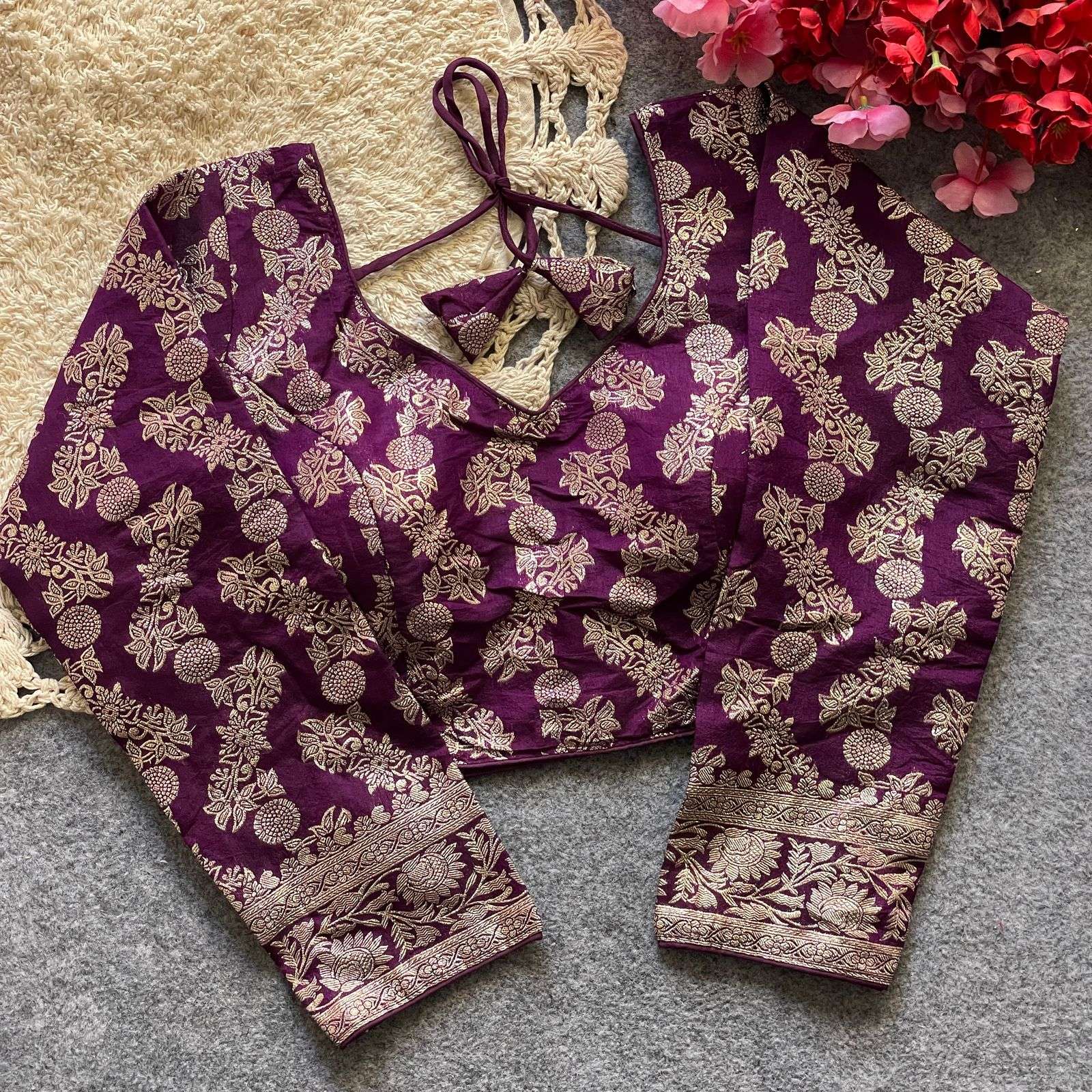 DOLA SILK WITH HEAVY JACQUARD WORK BLOUSE AT WHOLESALE PRICE