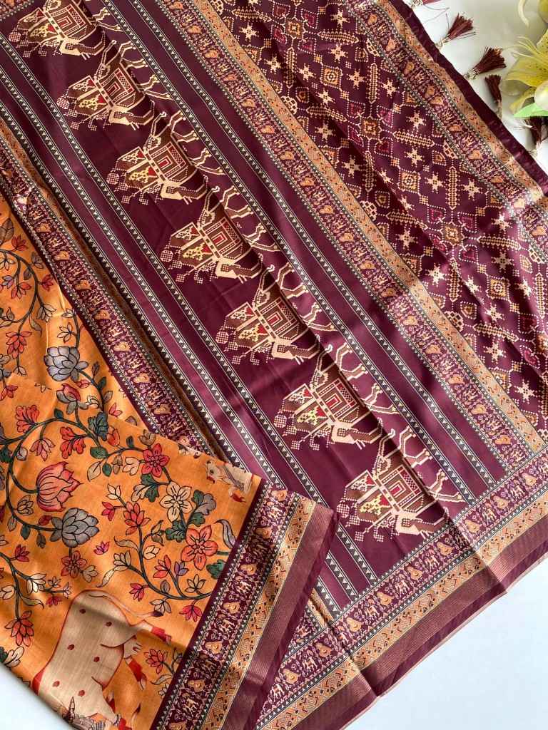 DOLA VISCOSE DIGITAL PRINT KALAMKARI PRINT SAREE AT WHOLESALE PRICE