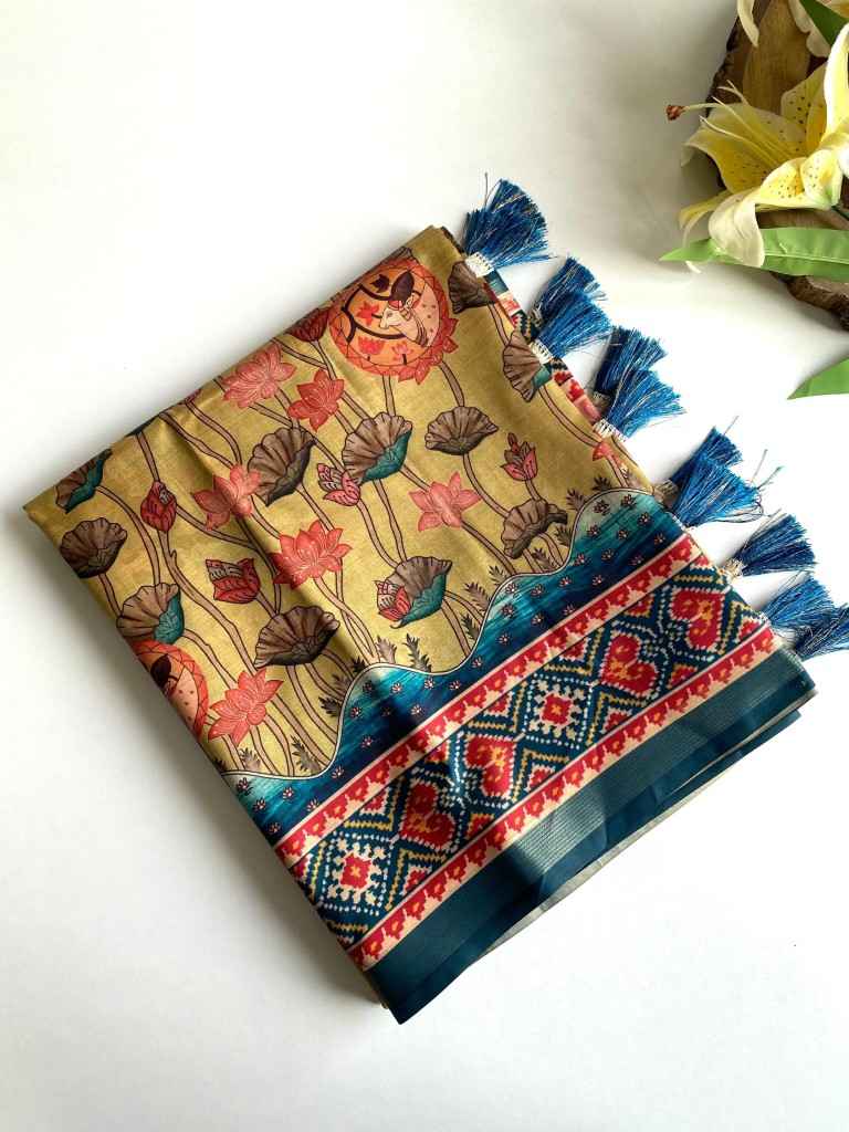 DOLA VISCOSE DIGITAL PRINT KALAMKARI PRINT SAREE AT WHOLESALE PRICE