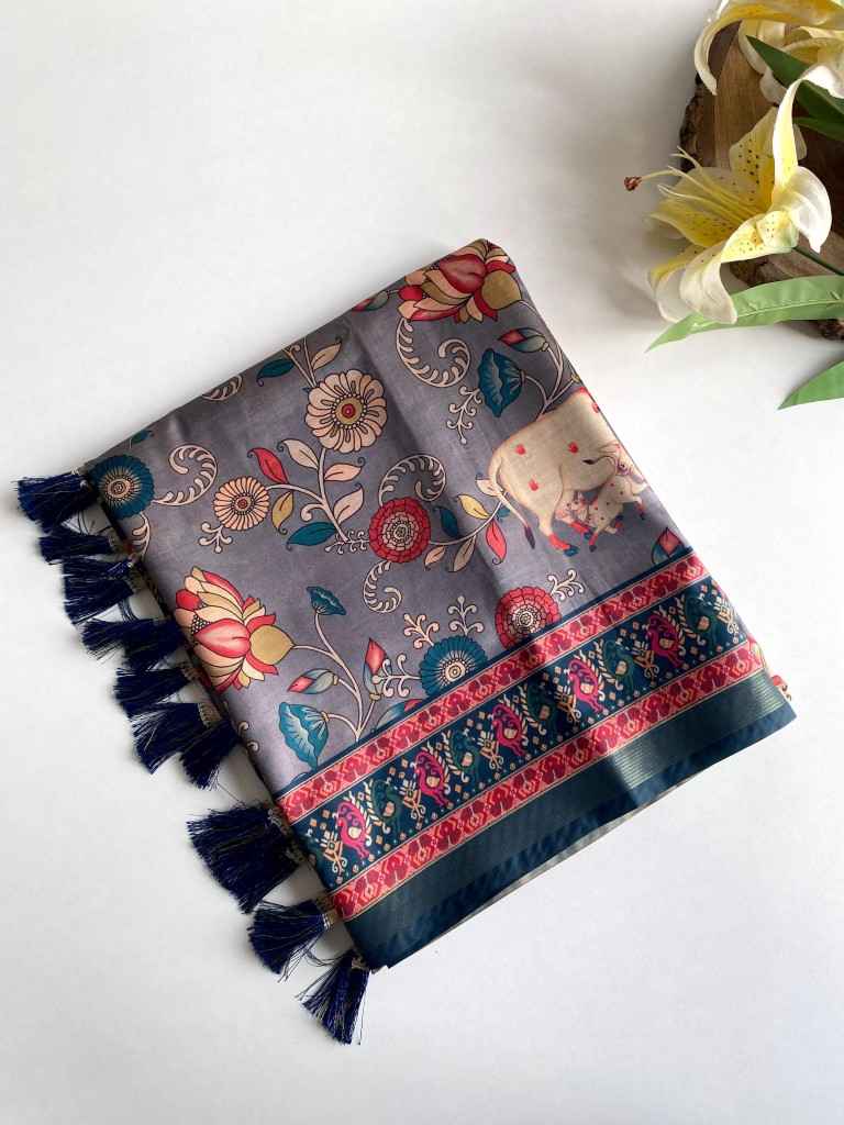 DOLA VISCOSE DIGITAL PRINT KALAMKARI PRINT SAREE AT WHOLESALE PRICE
