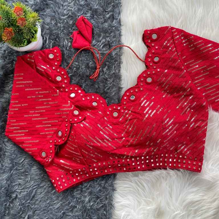 FANCY HEAVY REAL MIRROR WORK AND SEQUENCE BLOUSE AT WHOLESALE PRICE