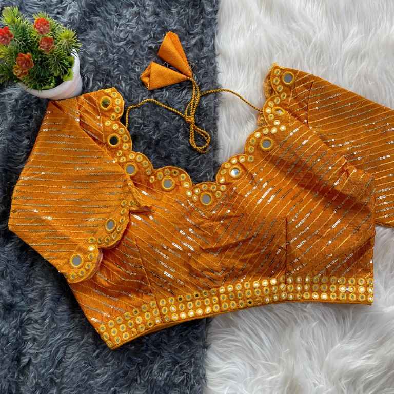 FANCY HEAVY REAL MIRROR WORK AND SEQUENCE BLOUSE AT WHOLESALE PRICE