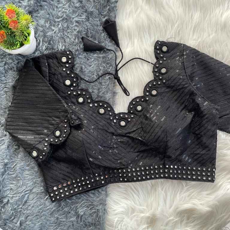 FANCY HEAVY REAL MIRROR WORK AND SEQUENCE BLOUSE AT WHOLESALE PRICE