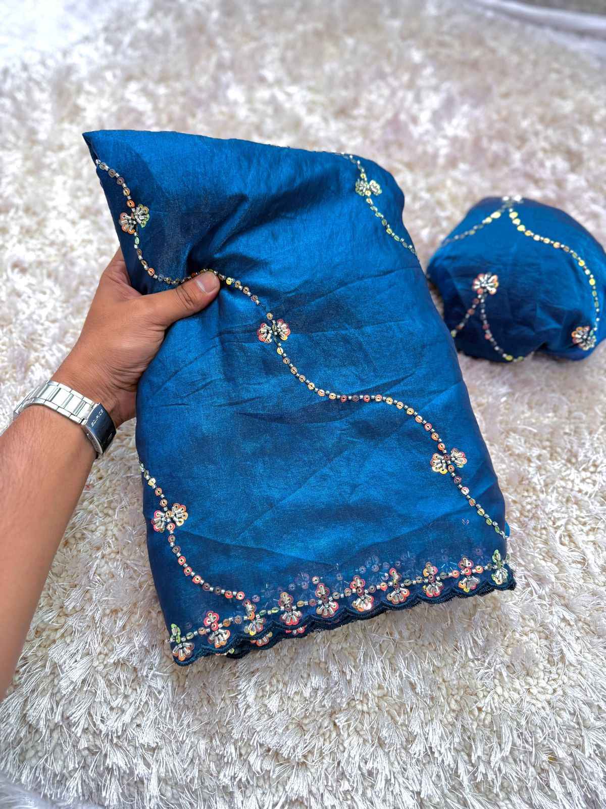 FANDY SATIN HANDWORK WORK LEHRIYA WORK SAREE AT WHOLESALE PRICE