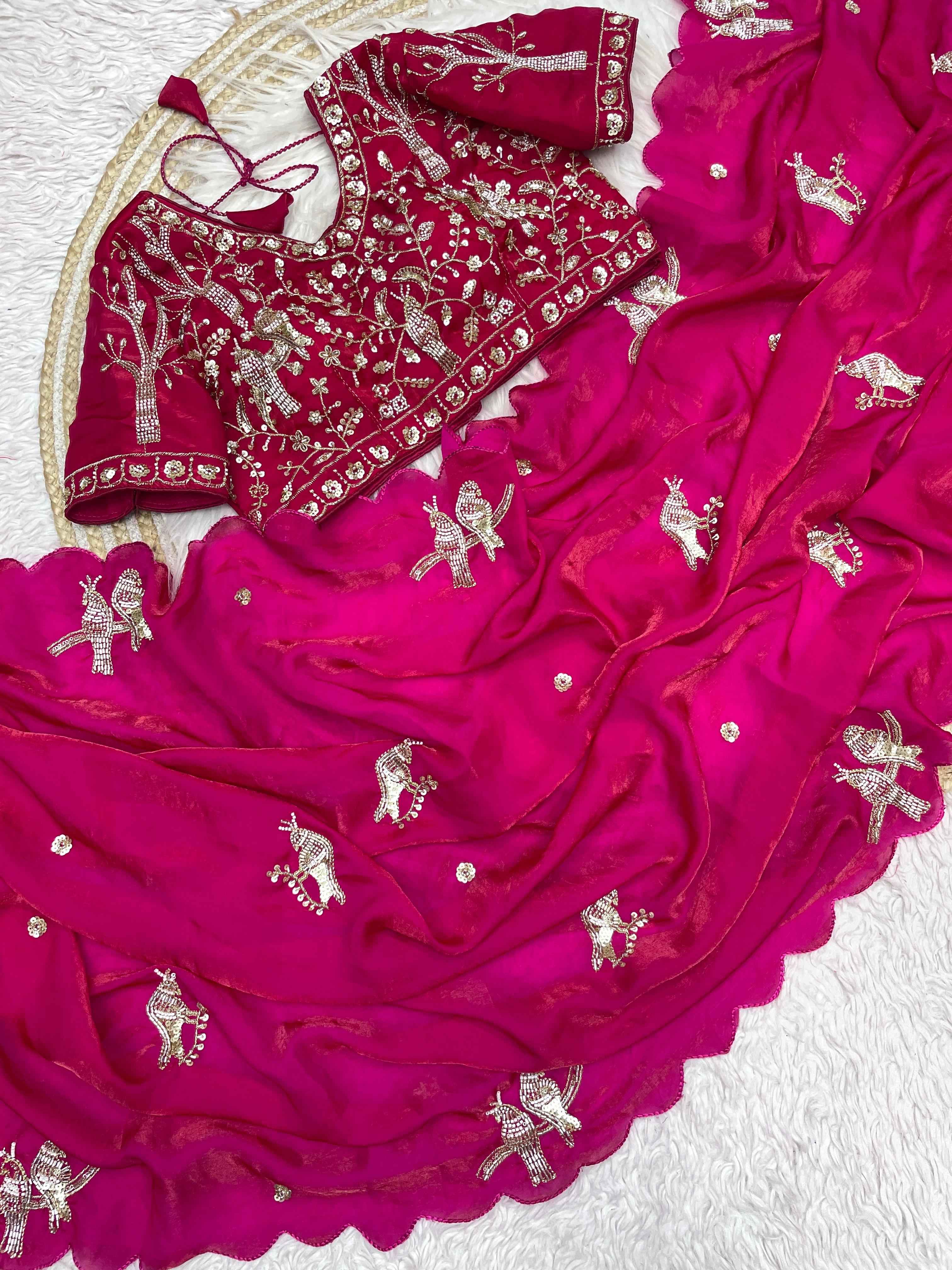 FANDY SATTIN KHATLI WORK AND BRITS WORK SAREE AT WHOLESALE PRICE