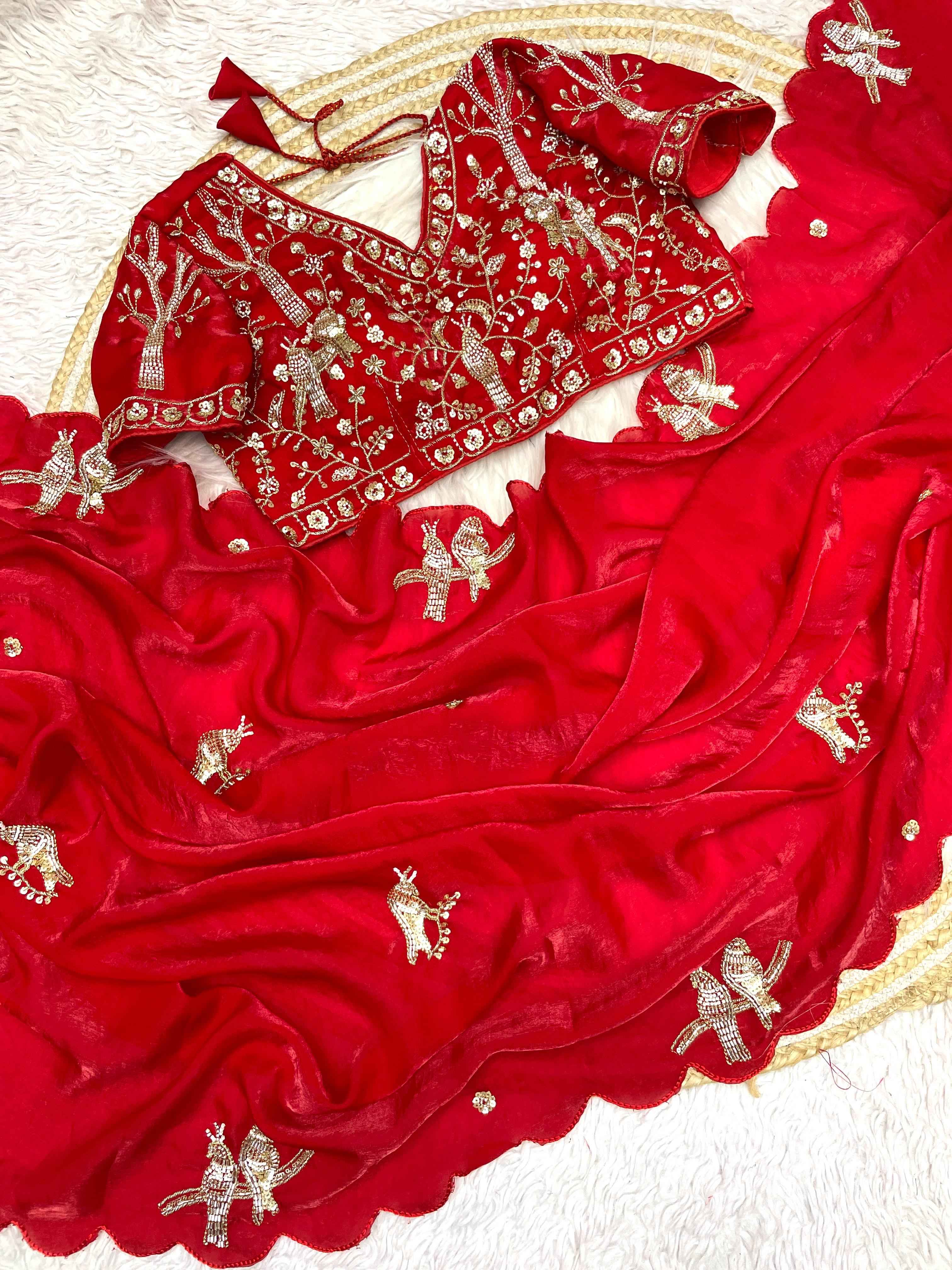 FANDY SATTIN KHATLI WORK AND BRITS WORK SAREE AT WHOLESALE PRICE