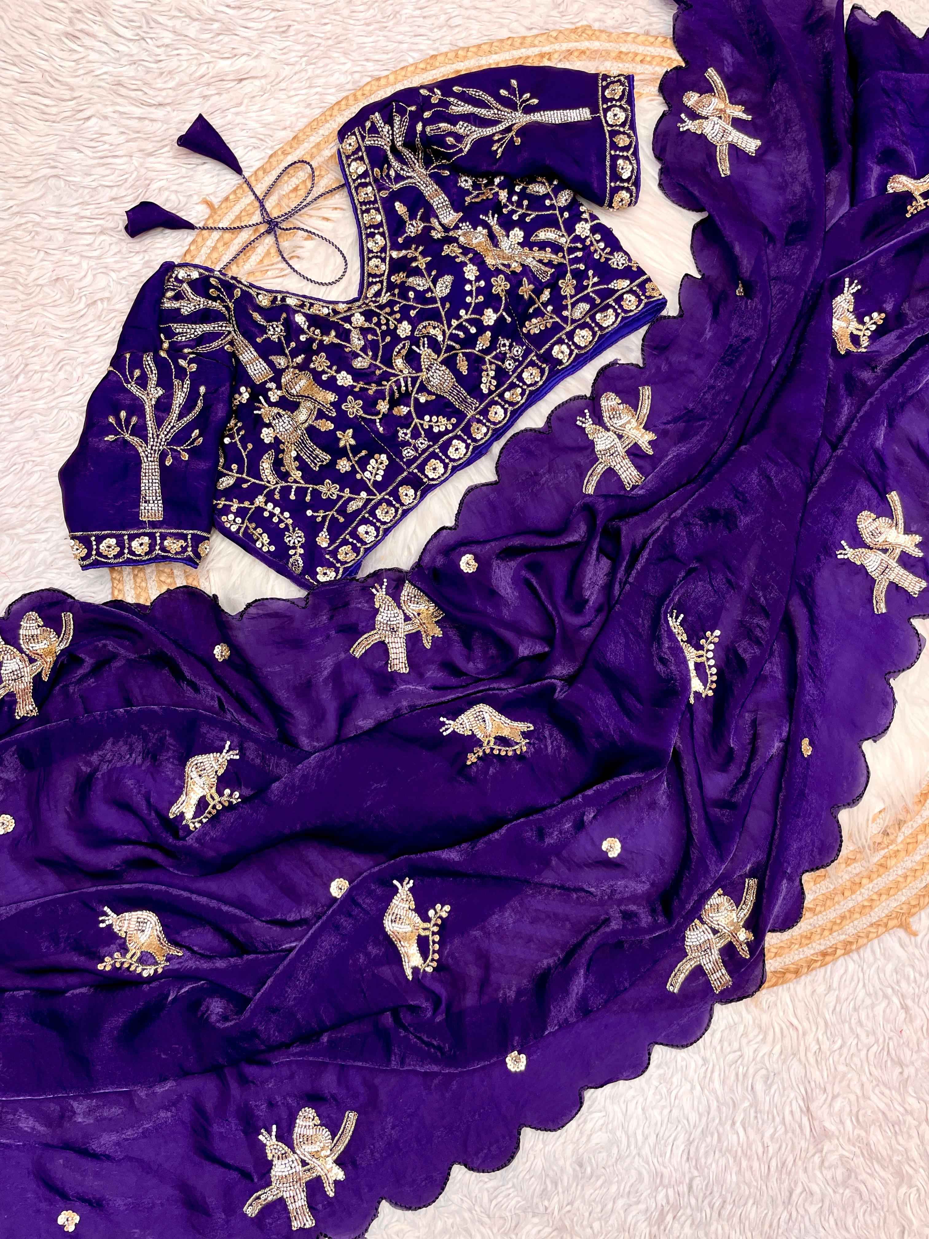 FANDY SATTIN KHATLI WORK AND BRITS WORK SAREE AT WHOLESALE PRICE