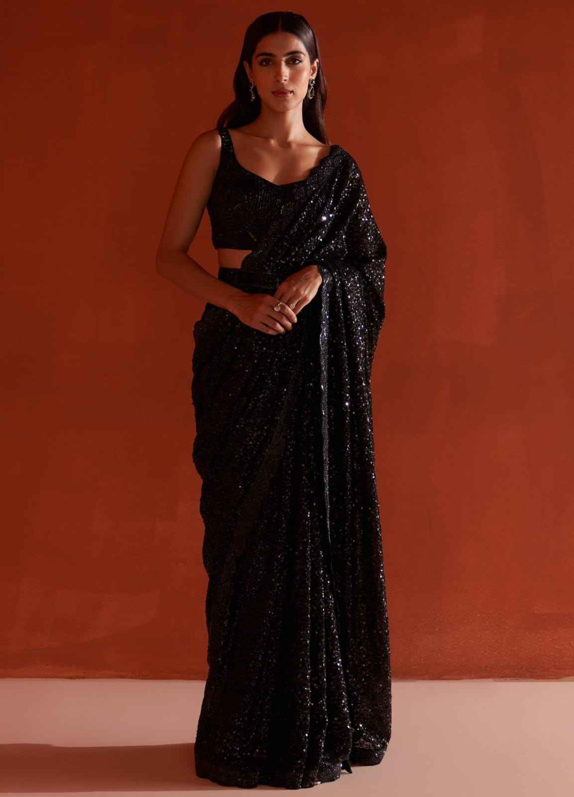 FAUX GEORGETTE SEQUENCE EMBRODERY WORK SAREE AT WHOLESALE PRICE