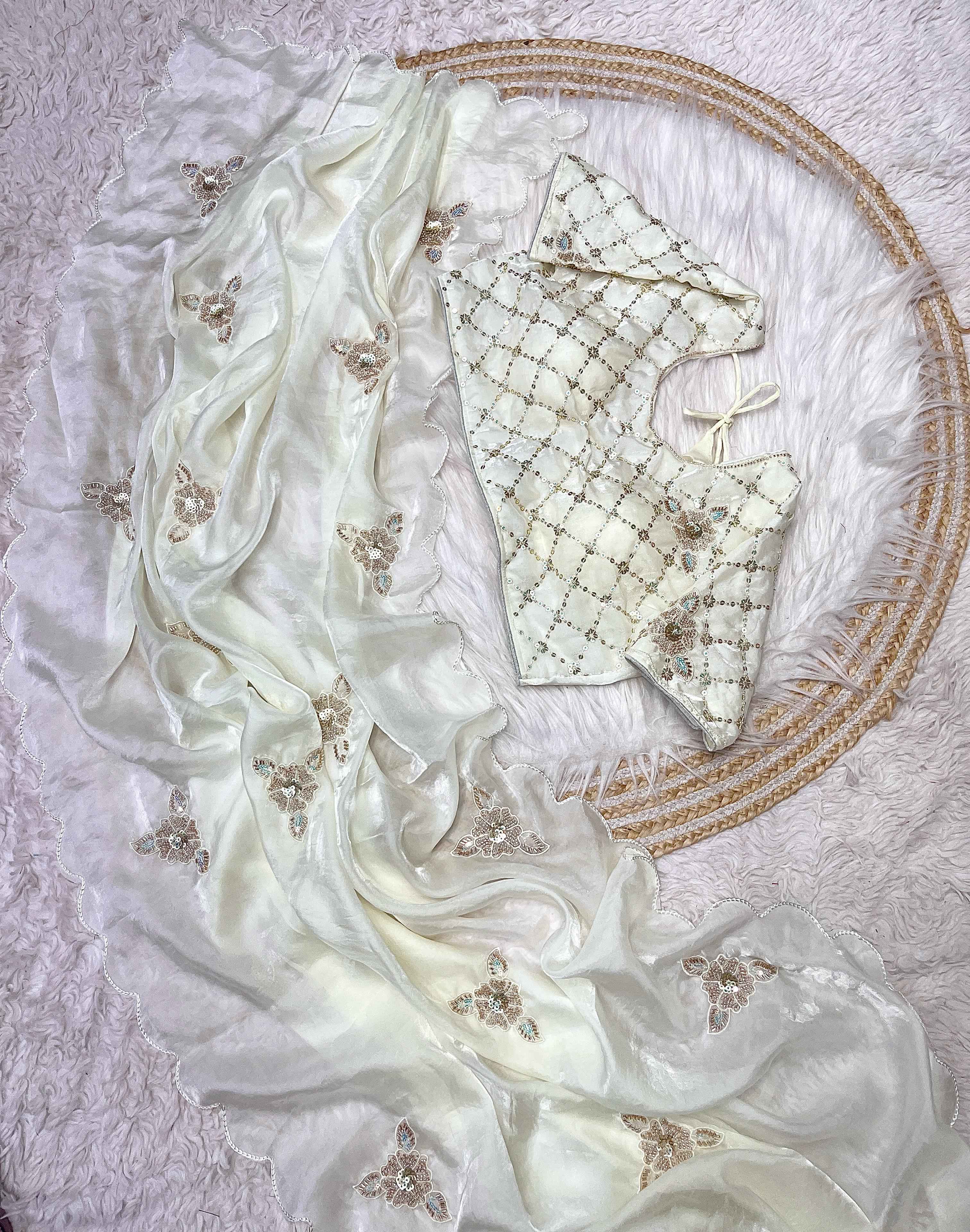 FENDI SATIN HEAVY BEETS AND SEQUENCE SAREE AT WHOLESALE PRICE