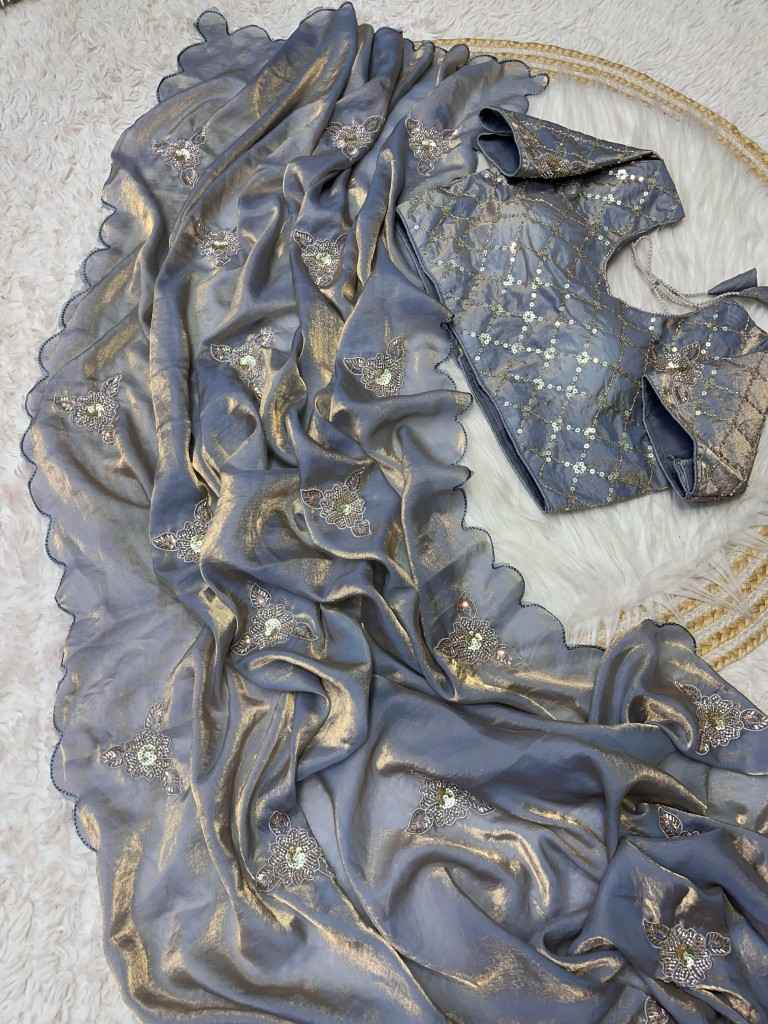 FENDI SATIN HEAVY BEETS AND SEQUENCE SAREE AT WHOLESALE PRICE