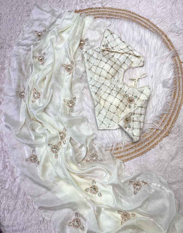 FENDI SATIN HEAVY BEETS AND SEQUENCE SAREE AT WHOLESALE PRICE