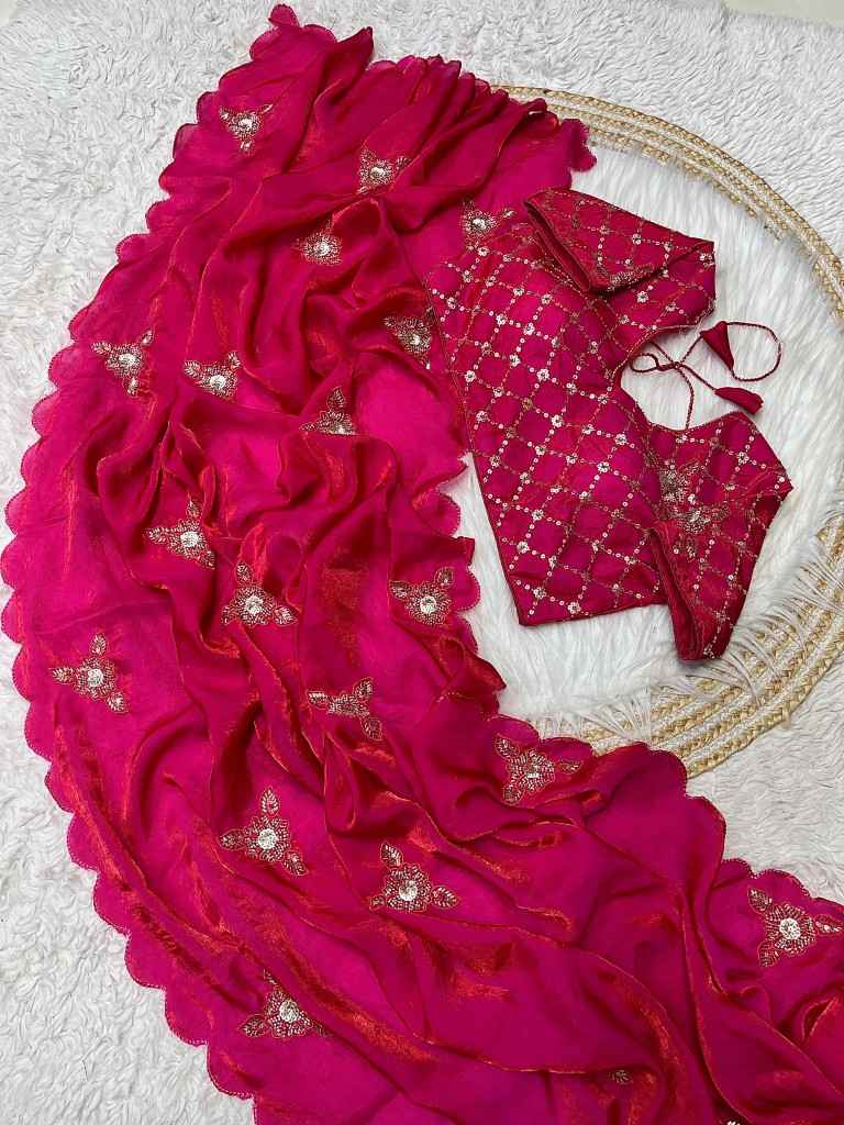 FENDI SATIN HEAVY BEETS AND SEQUENCE SAREE AT WHOLESALE PRICE