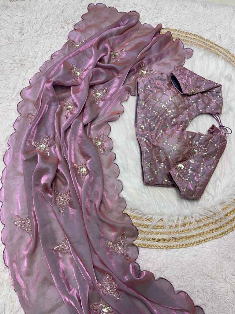 FENDI SATIN HEAVY BEETS AND SEQUENCE SAREE AT WHOLESALE PRICE